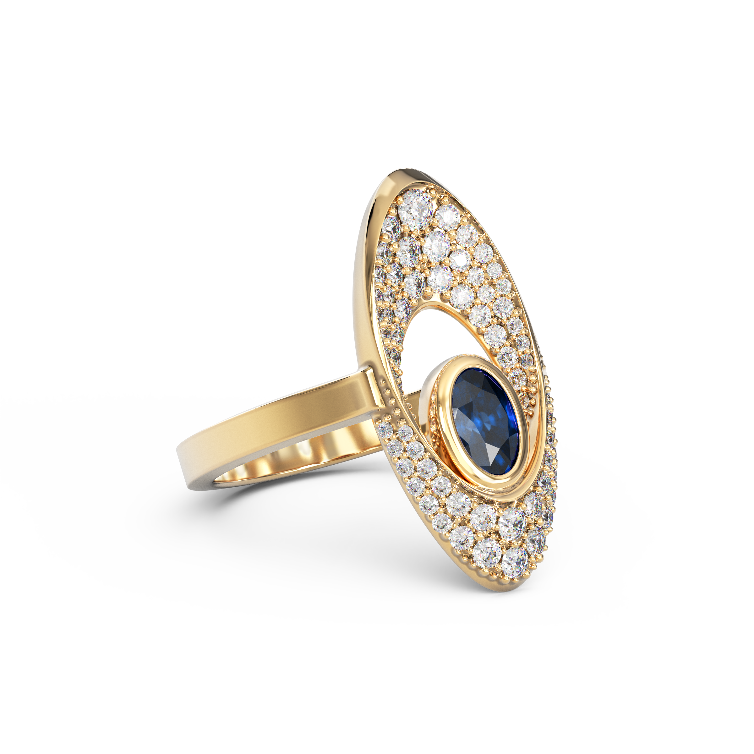 Diamond and Sapphire Ring | 18K Gold