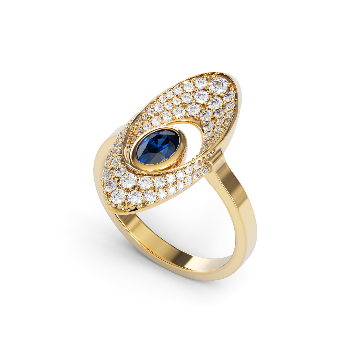 Diamond and Sapphire Ring | 18K Gold
