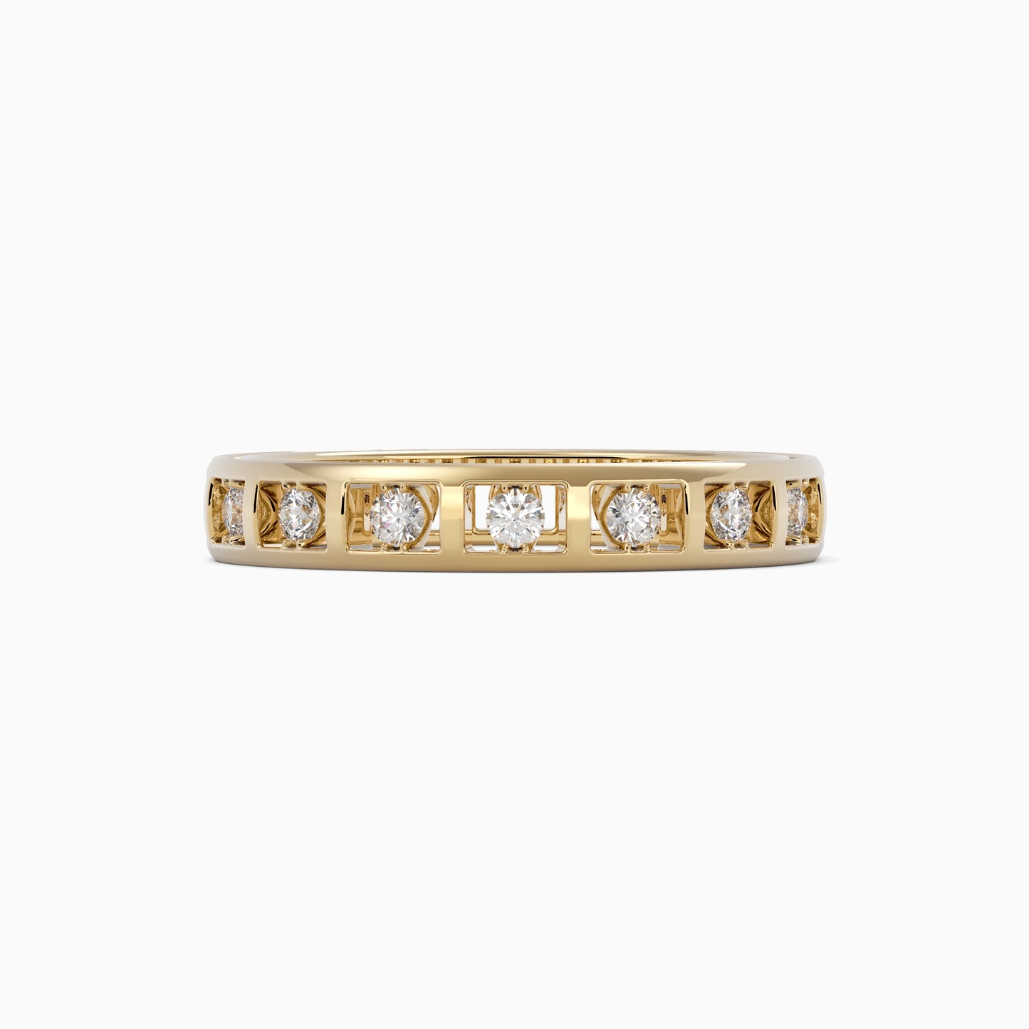 Milgrain and Channel Ring in 18K Yellow Gold with Diamonds
