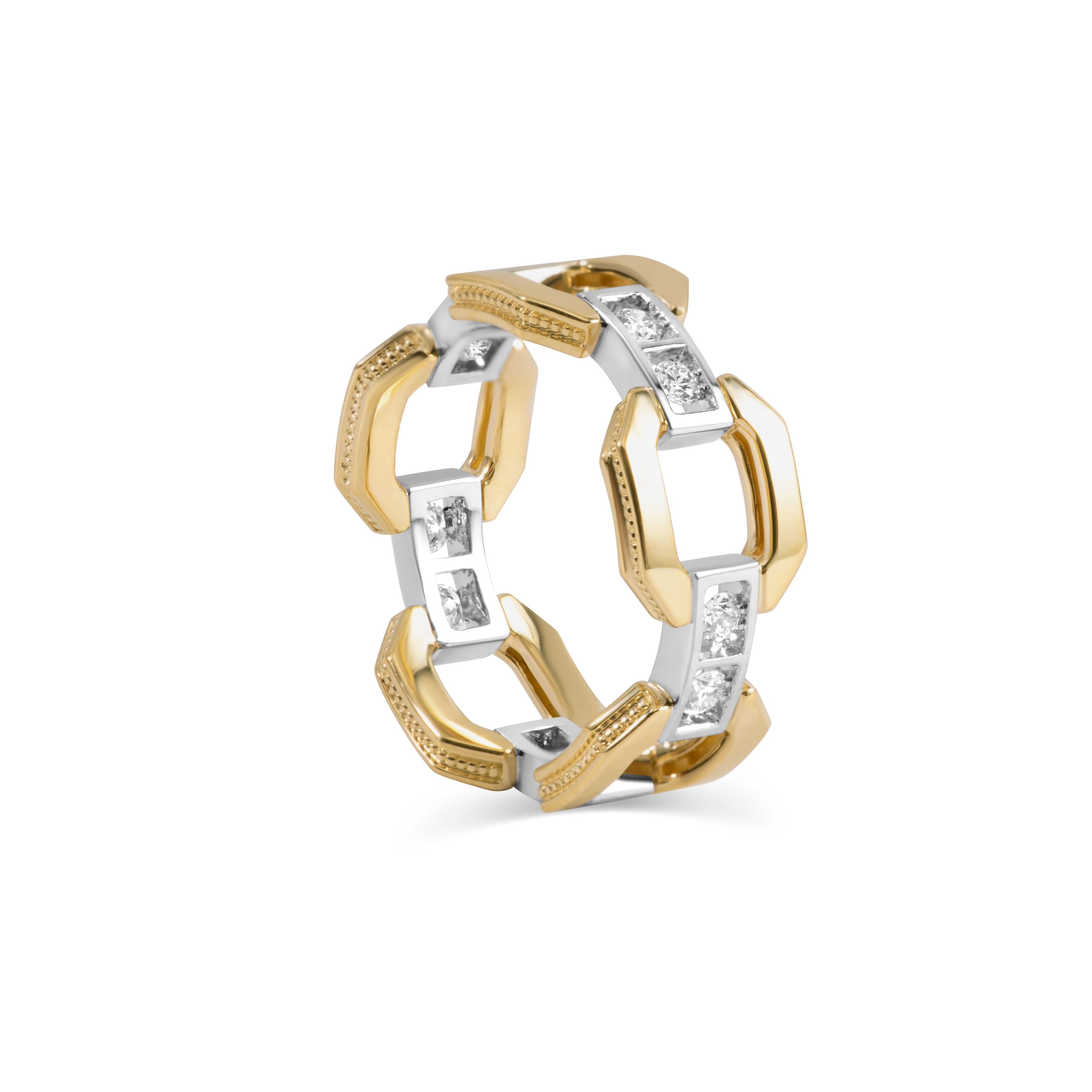Mixed metal chain link ring | 18K Gold and Platinum