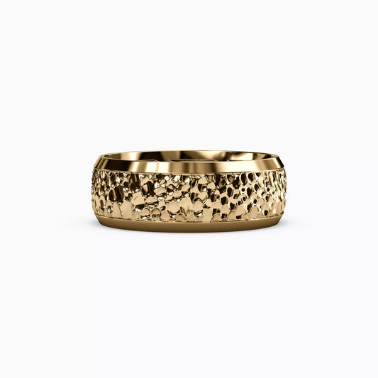 Hammered Finish Wedding Band in 18K Gold