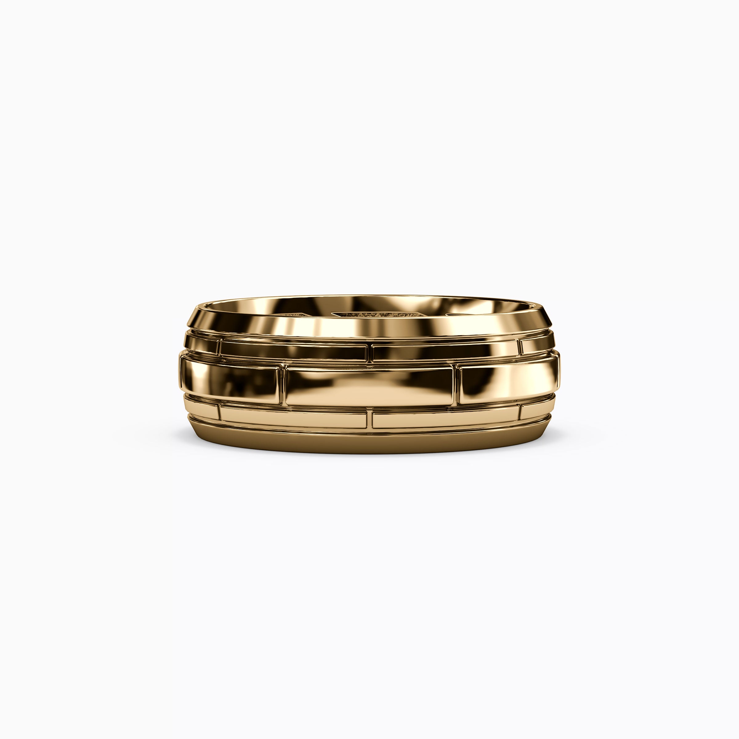Brick Texture Wedding Band in 18K Gold