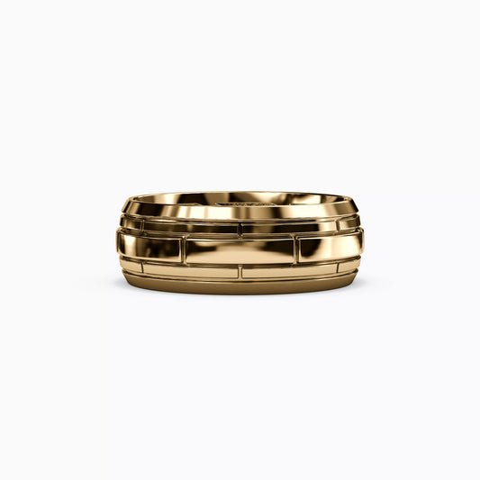 Brick Texture Wedding Band in 18K Gold