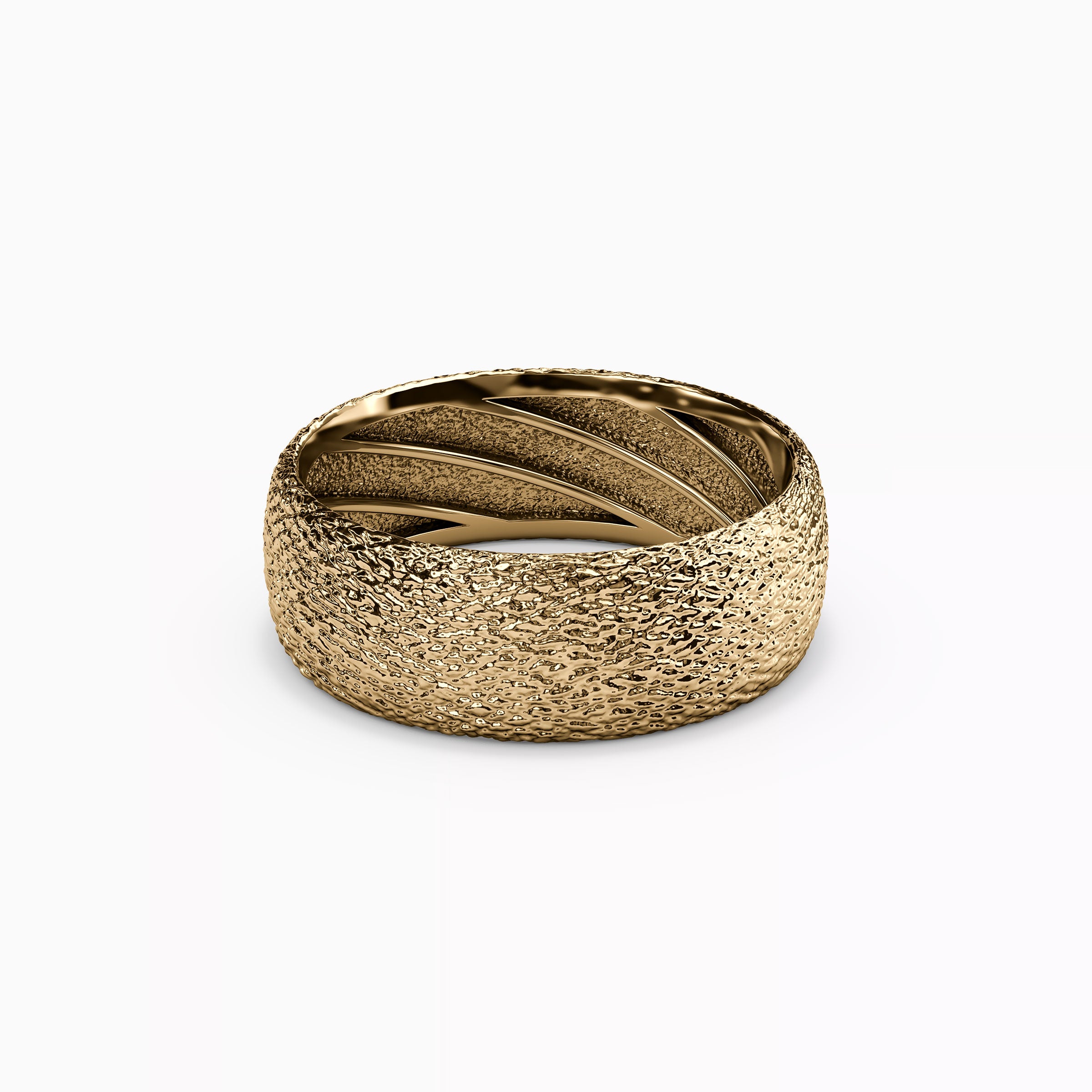 Cross-Hatch Texture Wedding Band in 18K Gold