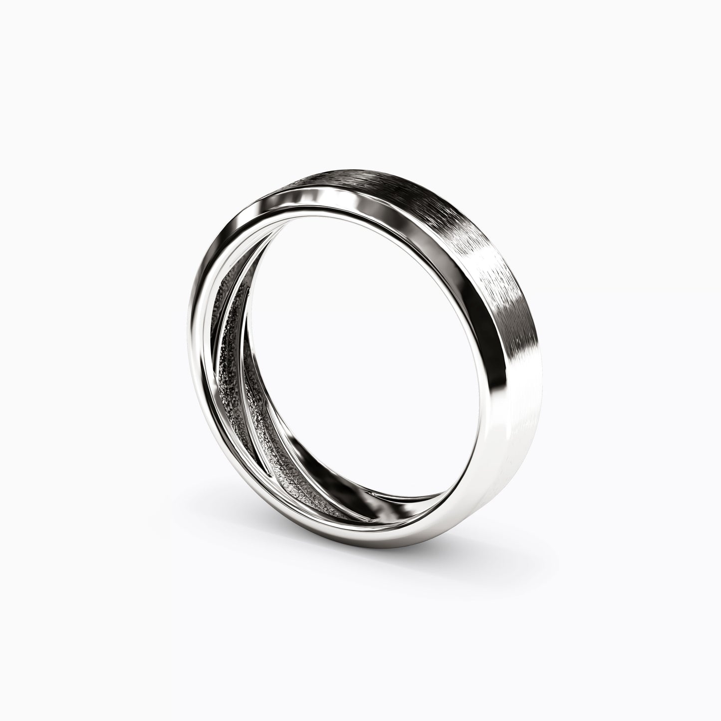 Sandpaper Finish Wedding Band in 18K Gold