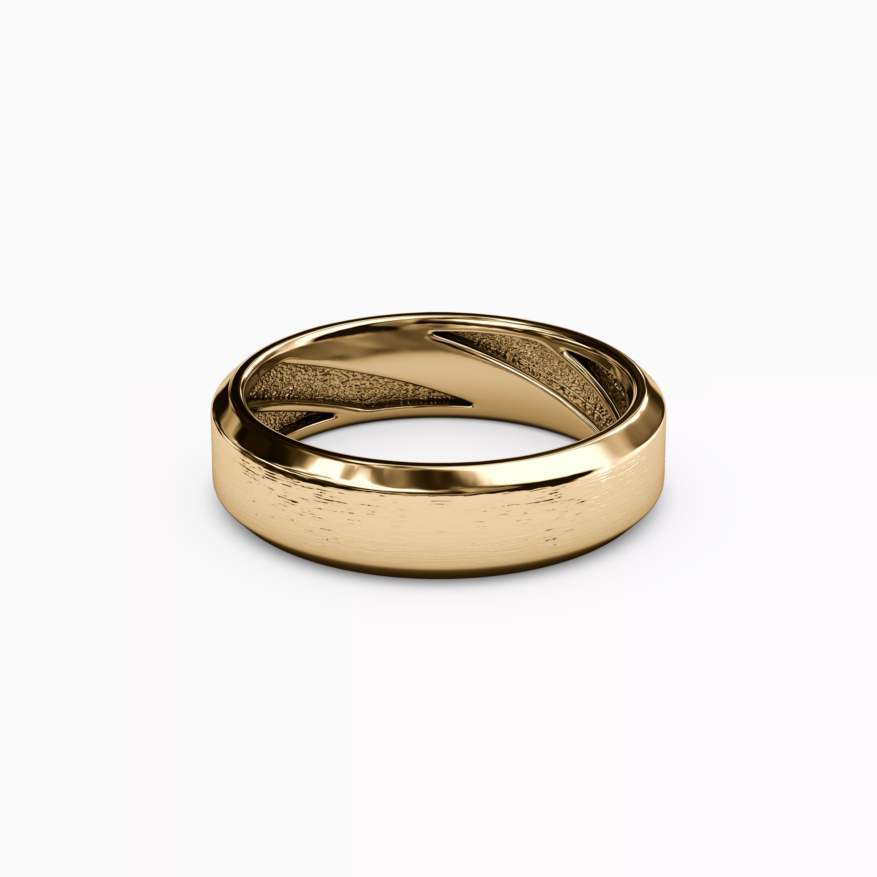 Sandpaper Finish Wedding Band in 18K Gold