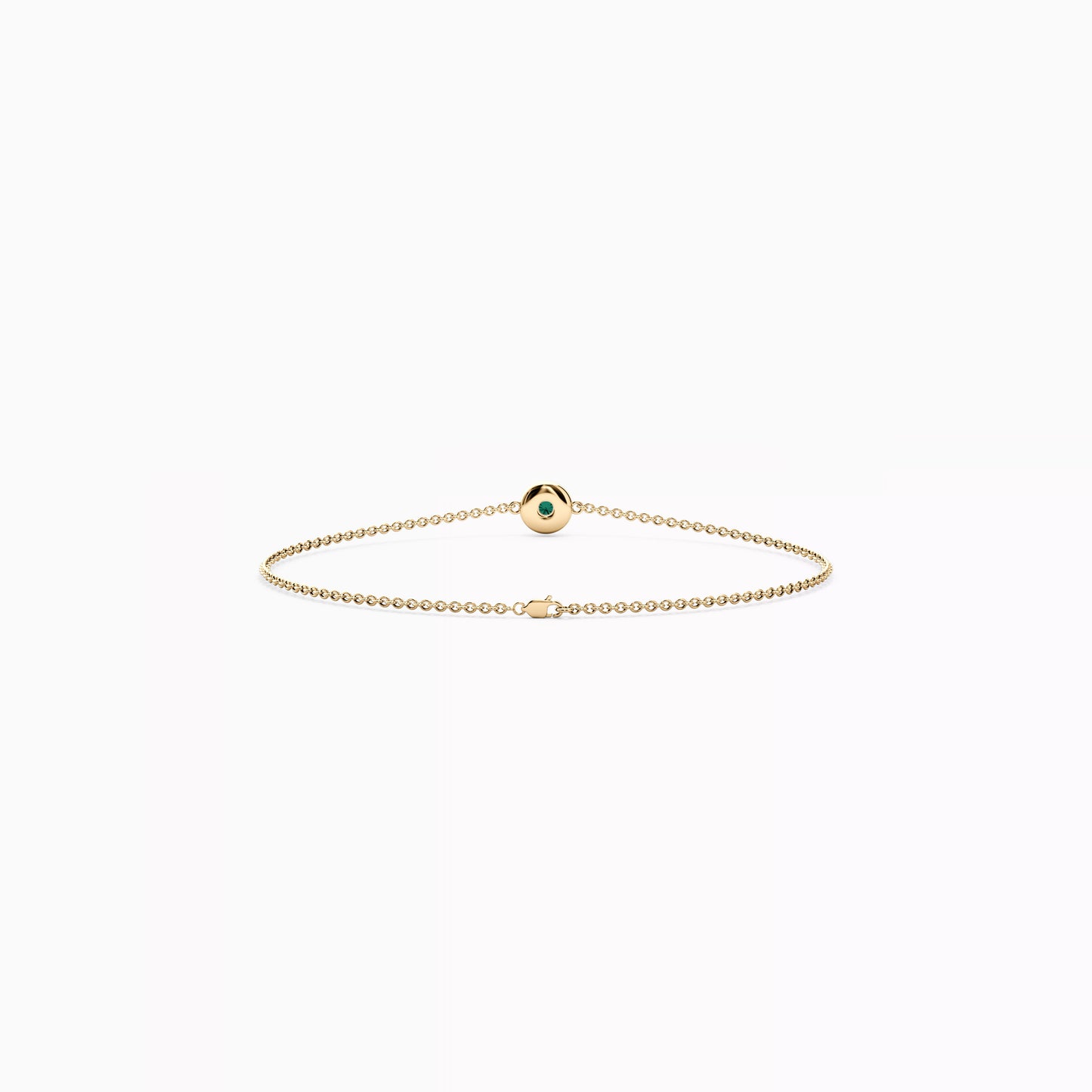 Emerald Single Bezel Chain Bracelet in 14K Gold