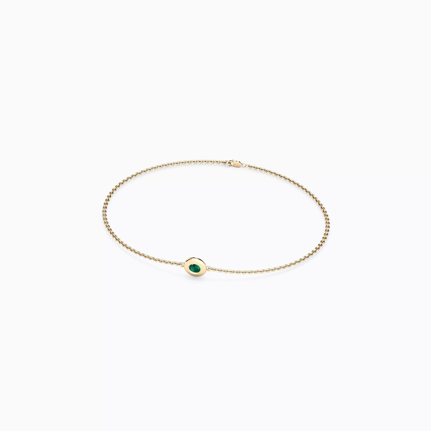 Emerald Single Bezel Chain Bracelet in 14K Gold