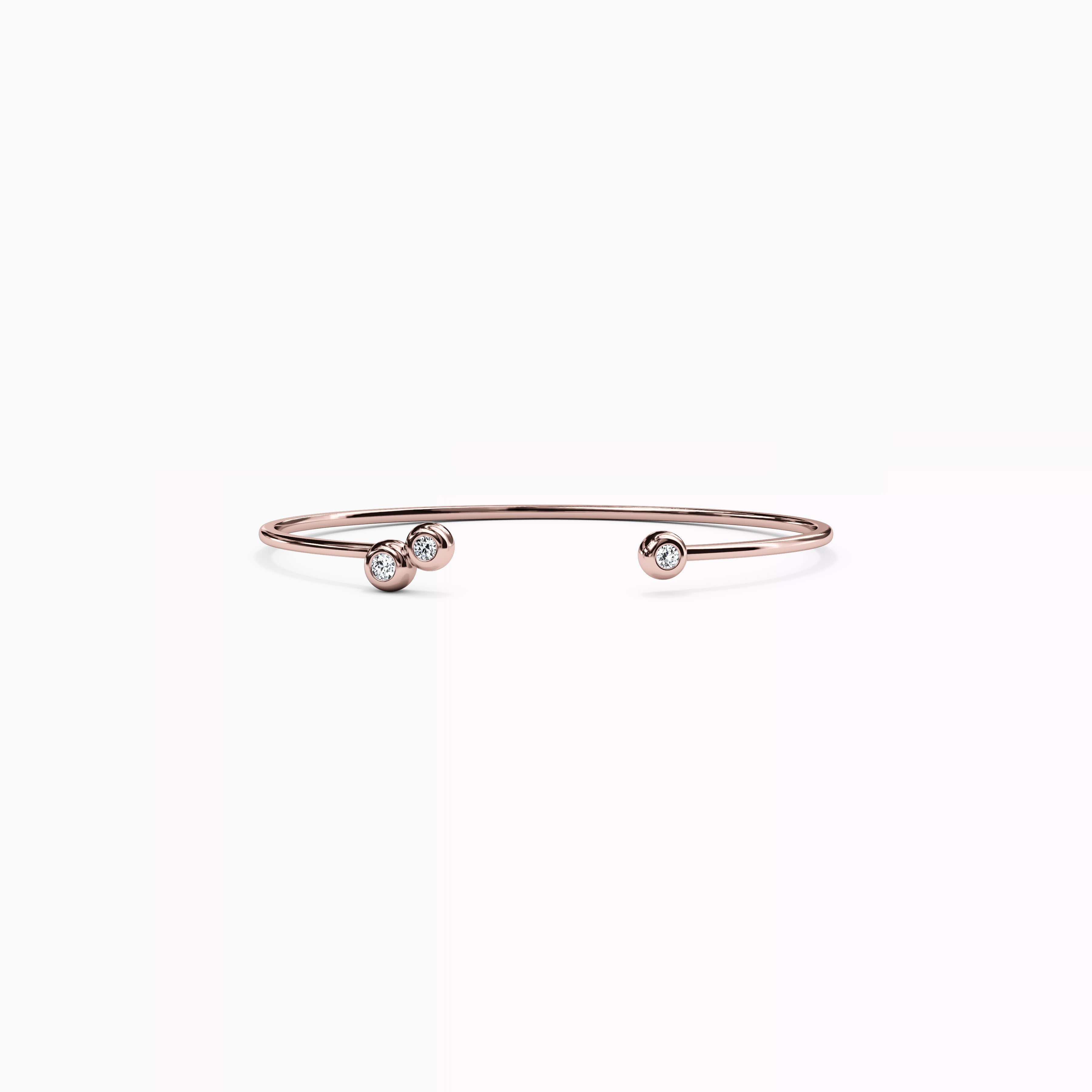Diamond Three Bezel Cuff | 14K Gold