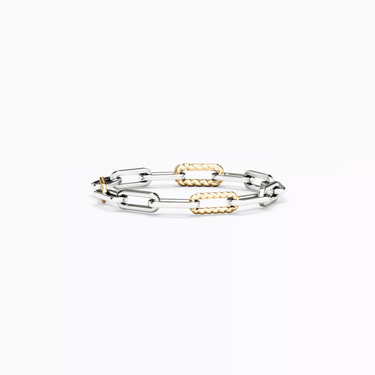 Paperclip Bracelet in Sterling Silver with 14K Gold