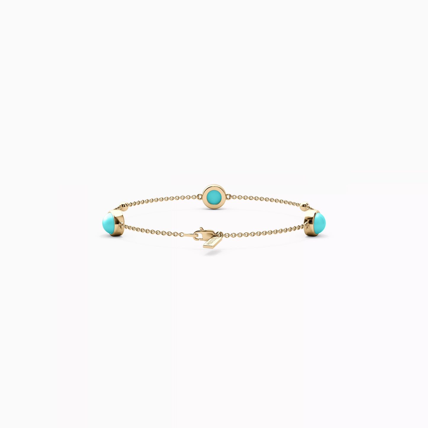 Turquoise Station Chain Bracelet in 14K Gold