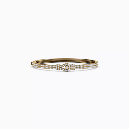 Diamond Double Row Hinged Bangle Bracelet in 14K Gold
