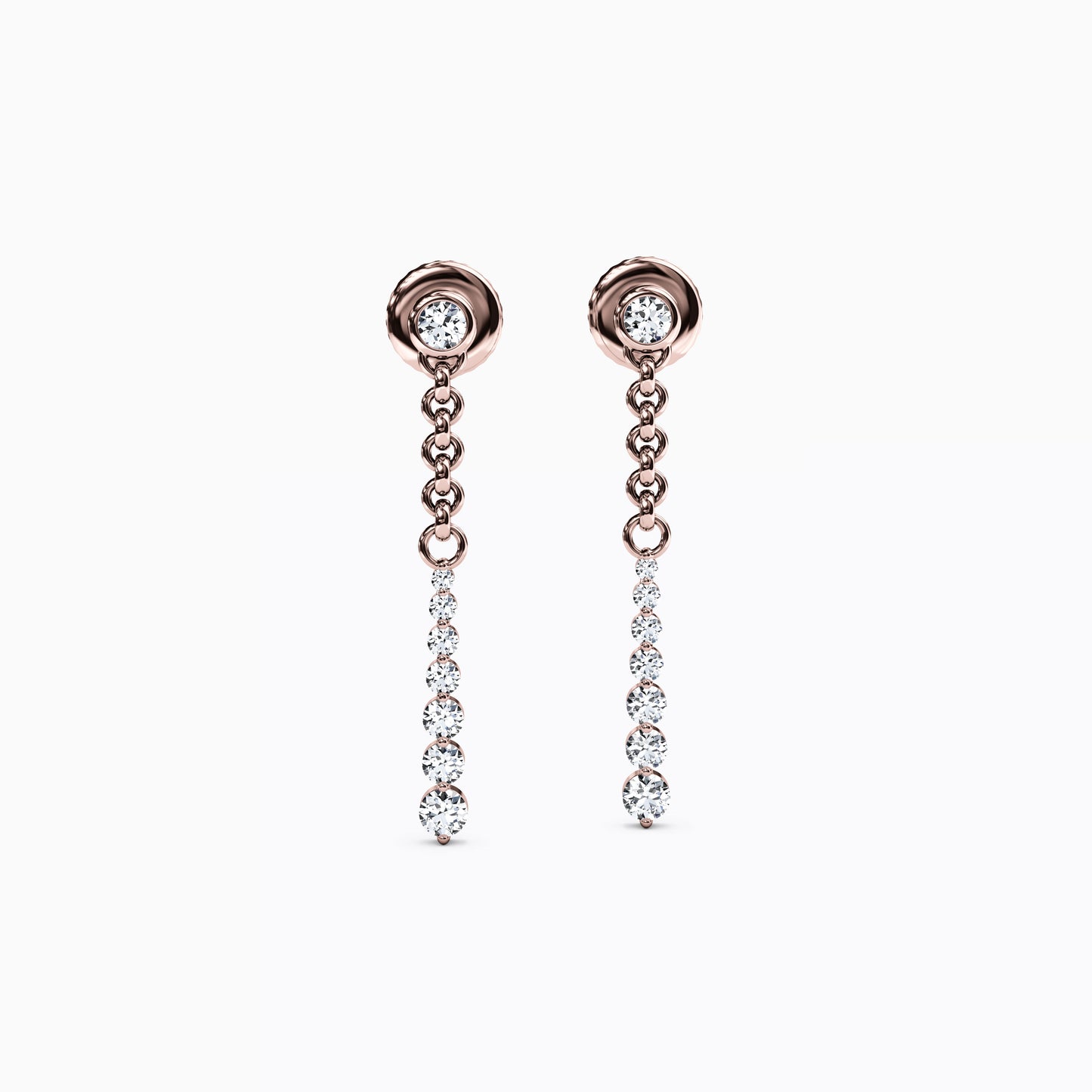 Bezel Graduated Diamond Drop 3/4 CTTW Earrings in 14K Gold