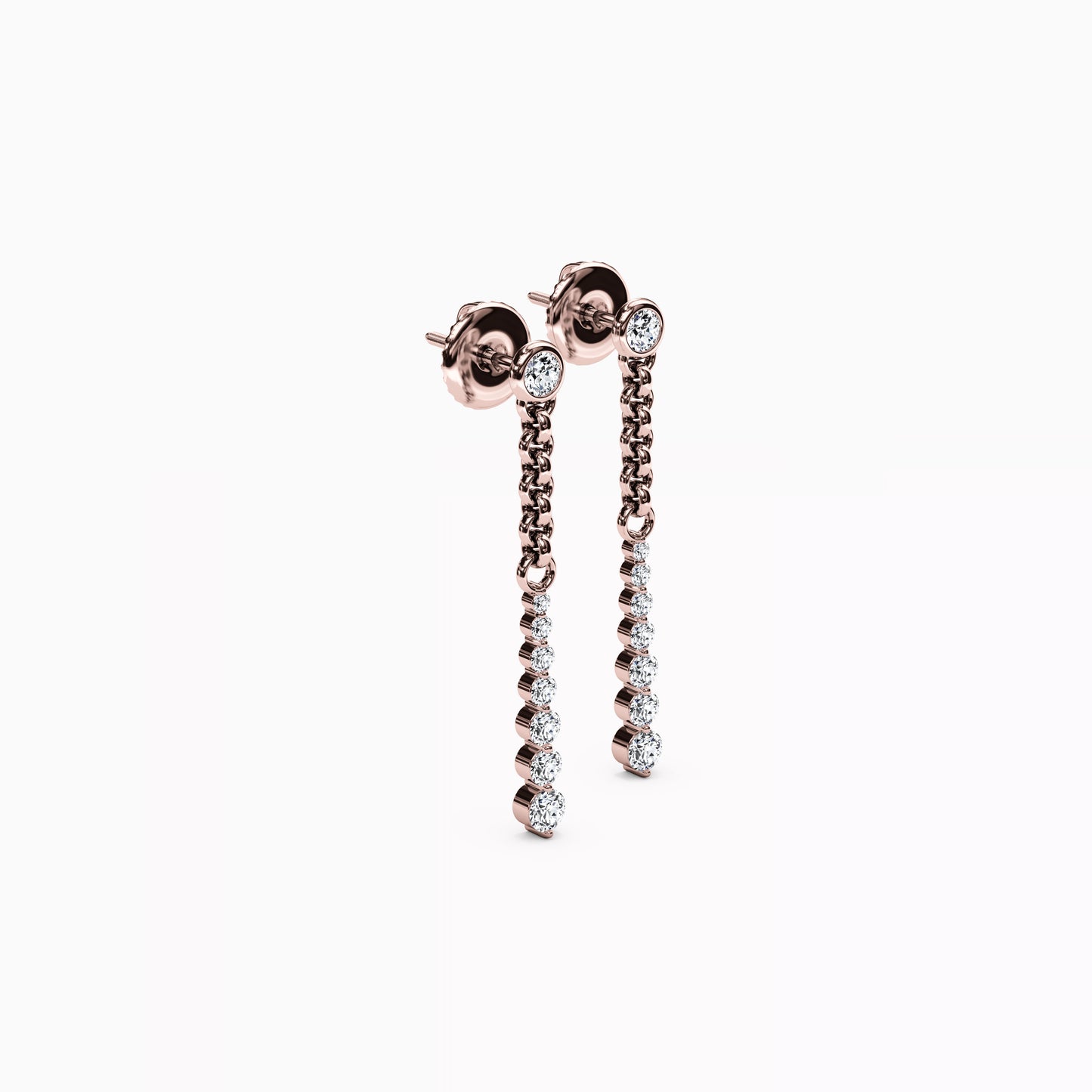 Bezel Graduated Diamond Drop 3/4 CTTW Earrings in 14K Gold