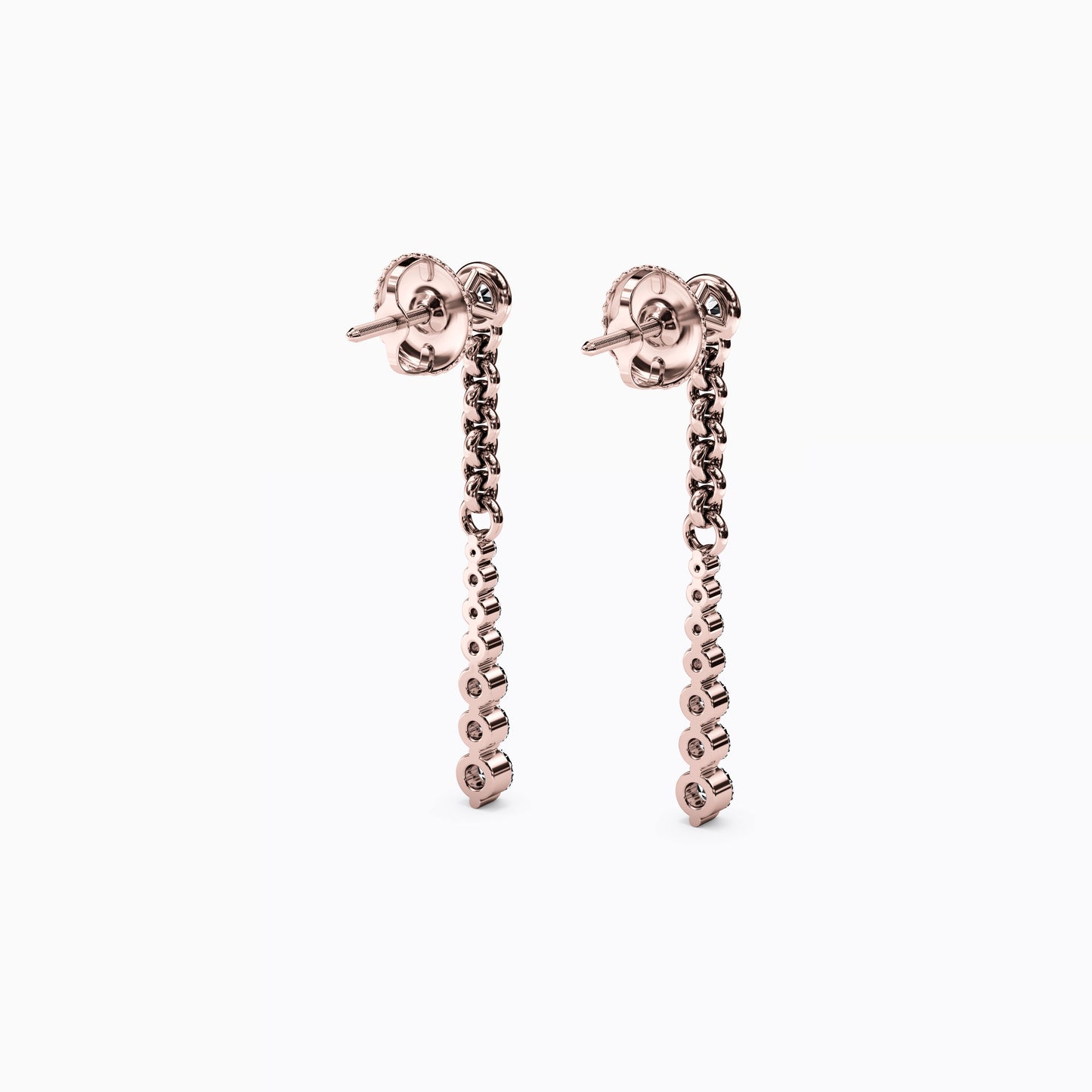 Bezel Graduated Diamond Drop 3/4 CTTW Earrings in 14K Gold