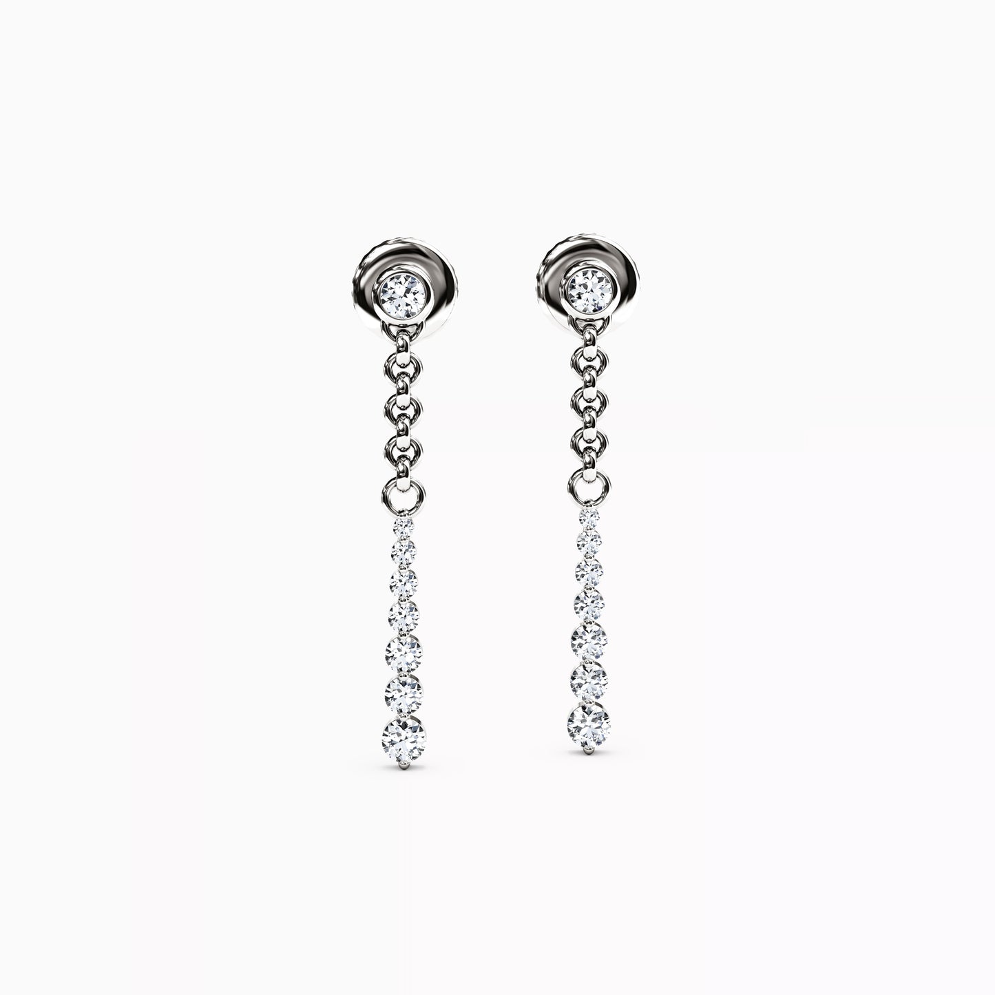 Bezel Graduated Diamond Drop 3/4 CTTW Earrings in 14K Gold