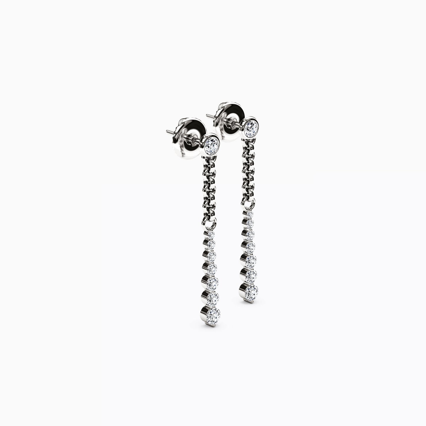 Bezel Graduated Diamond Drop 3/4 CTTW Earrings in 14K Gold