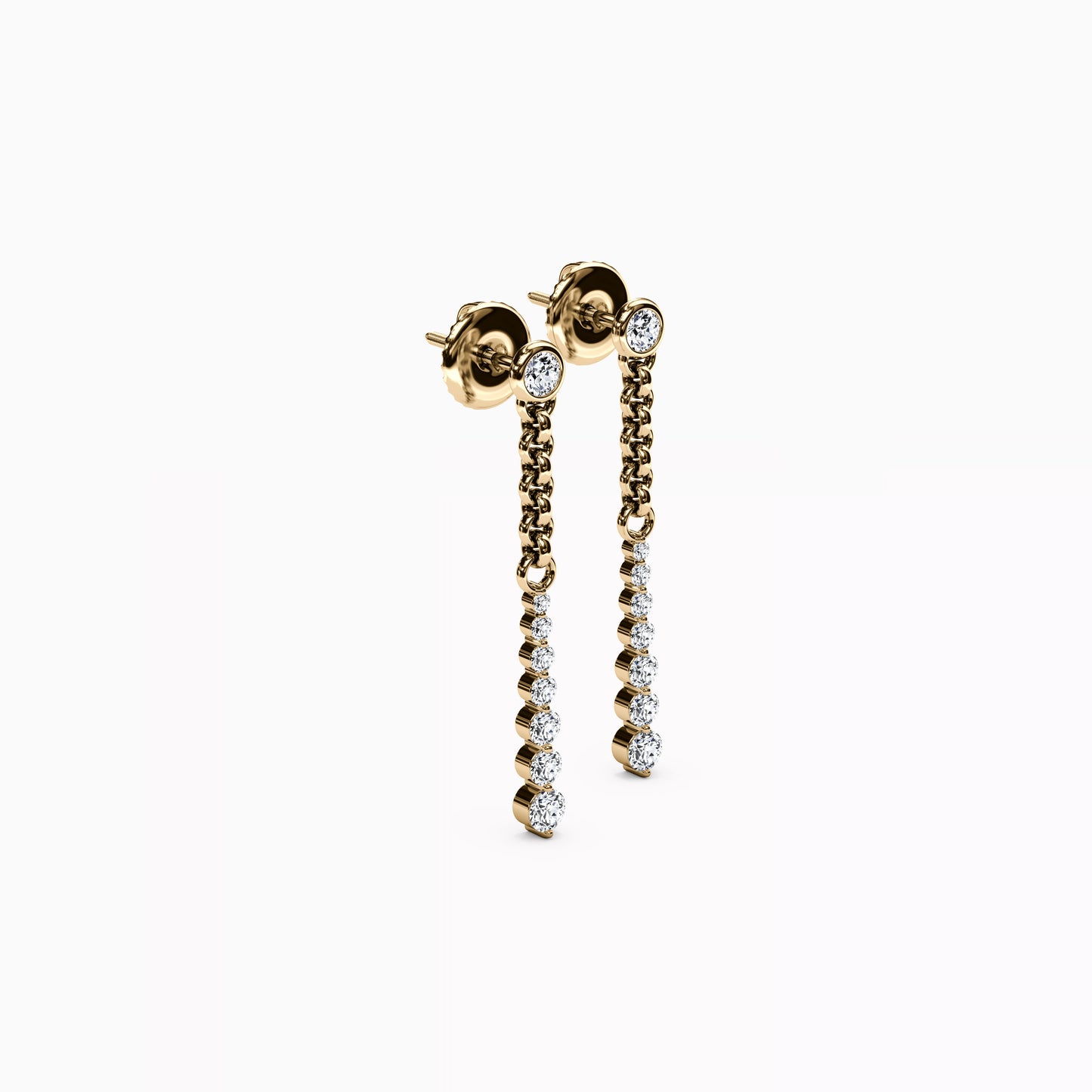 Bezel Graduated Diamond Drop 3/4 CTTW Earrings in 14K Gold
