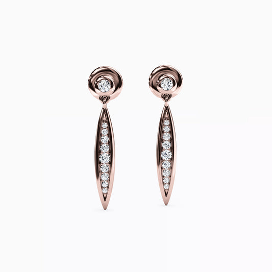 Diamond Channel & Bezel Raindrop Earrings in 14K Gold