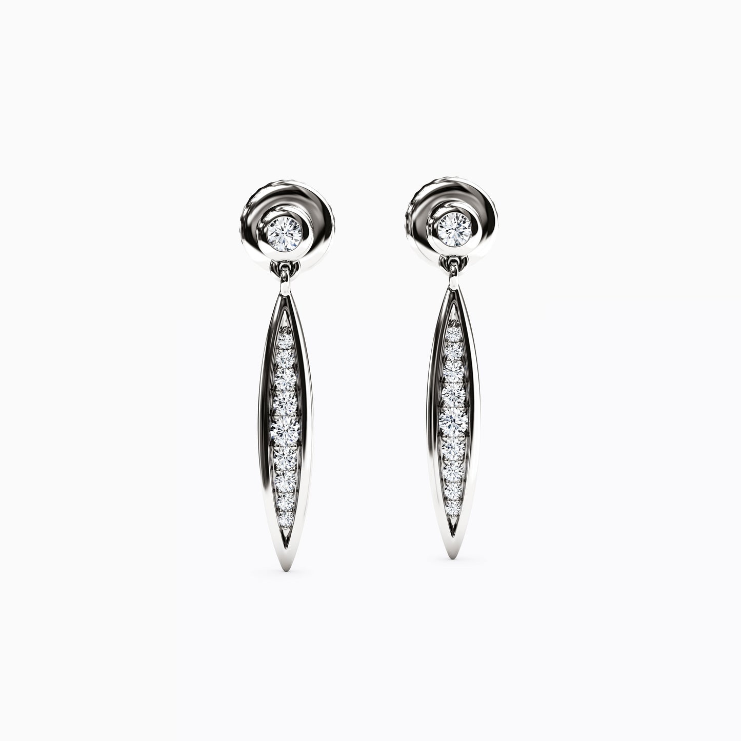 Diamond Channel & Bezel Raindrop Earrings in 14K Gold