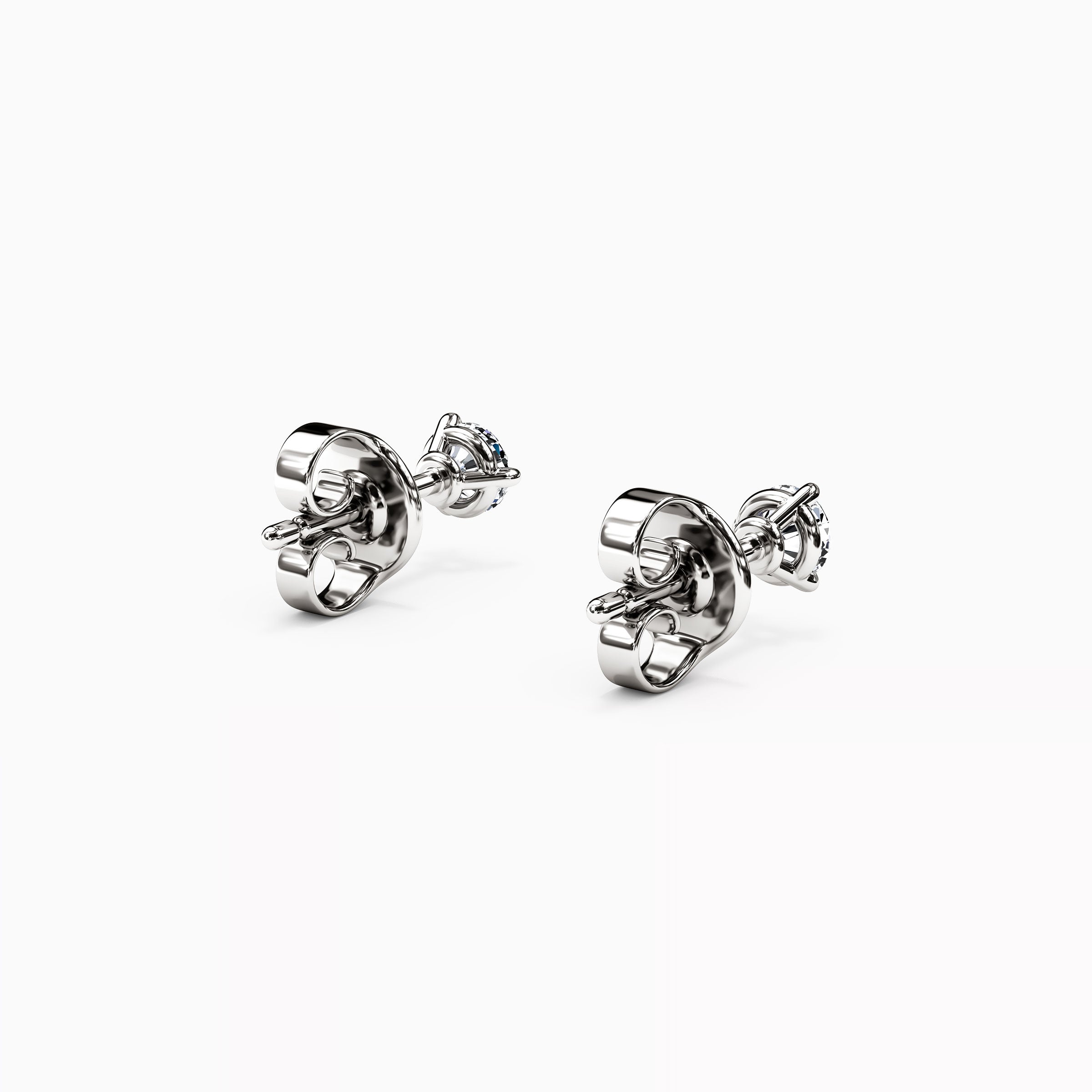 Solitaire Round Diamond 3 Prong Stud Earrings| 14K Gold