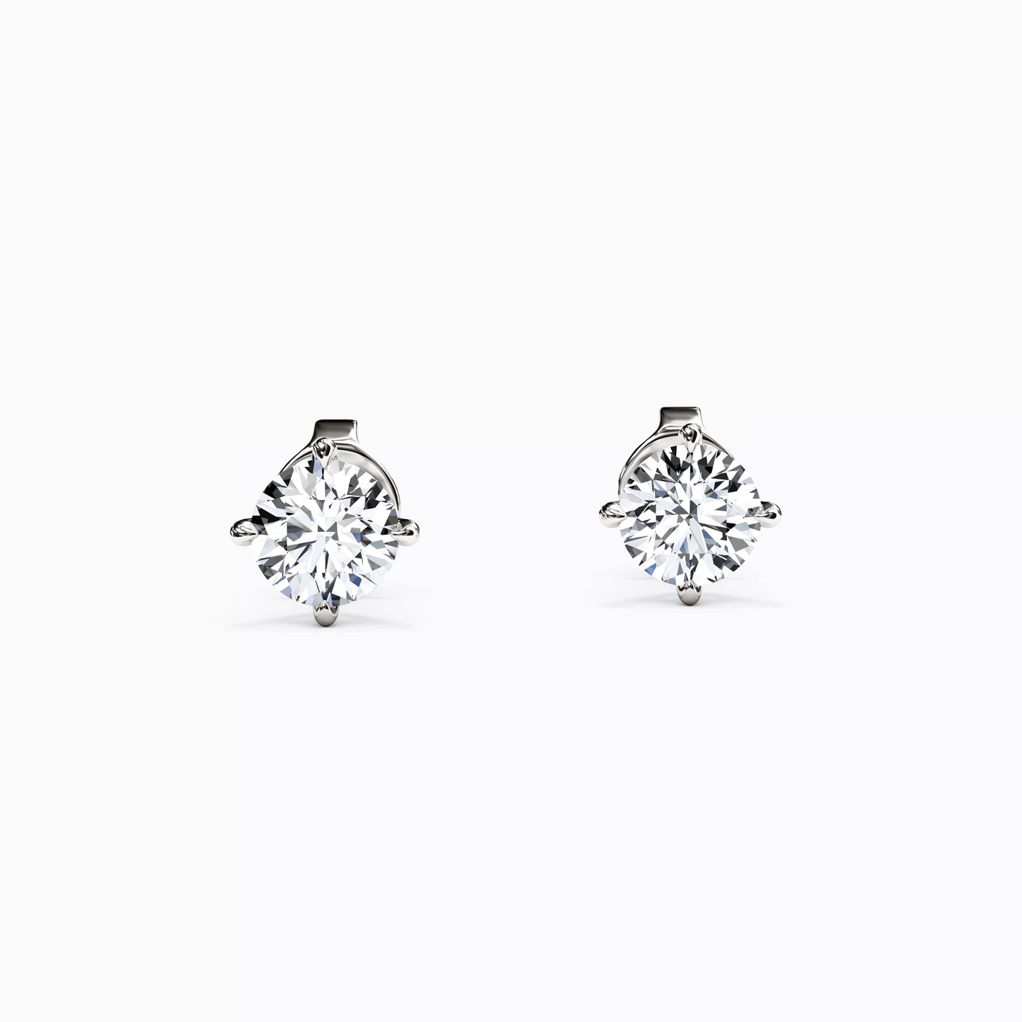 Solitaire Round Diamond 4 Prong Stud Earrings in 14K Gold