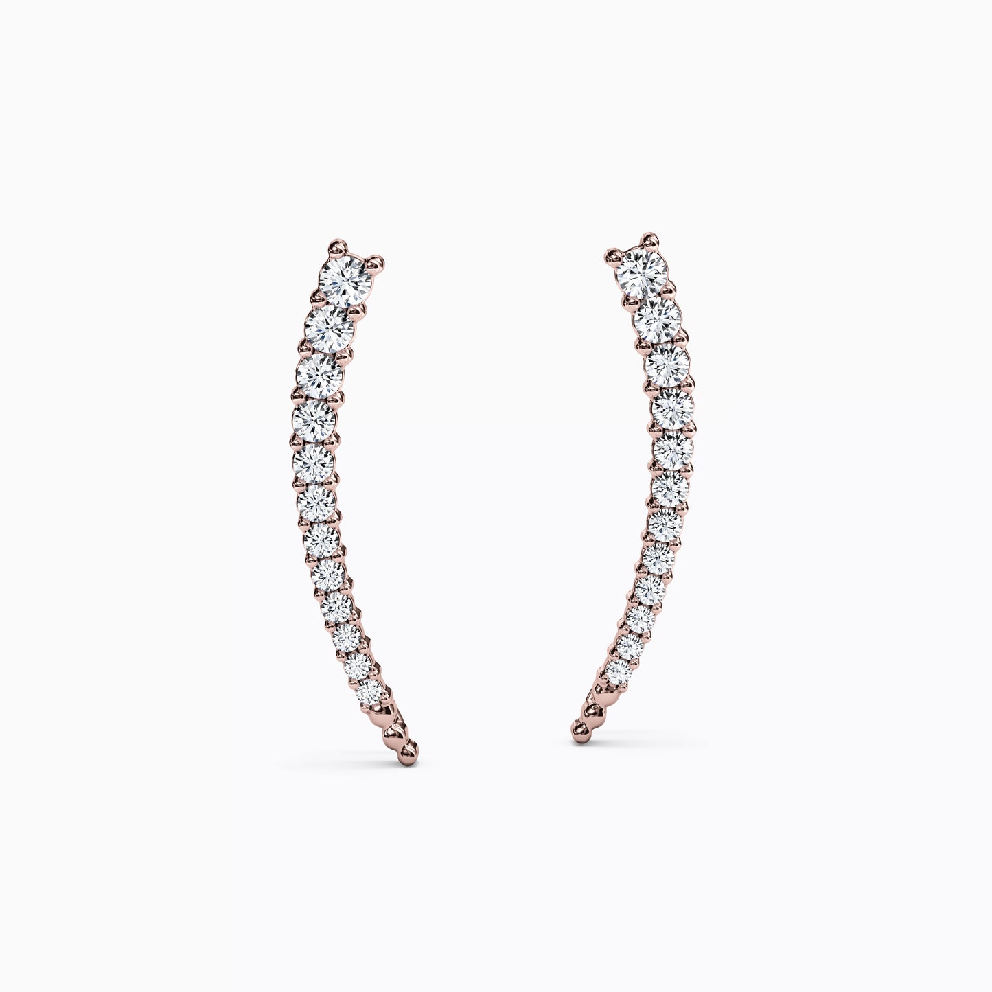 Curved Climber Earrings in 14K Gold