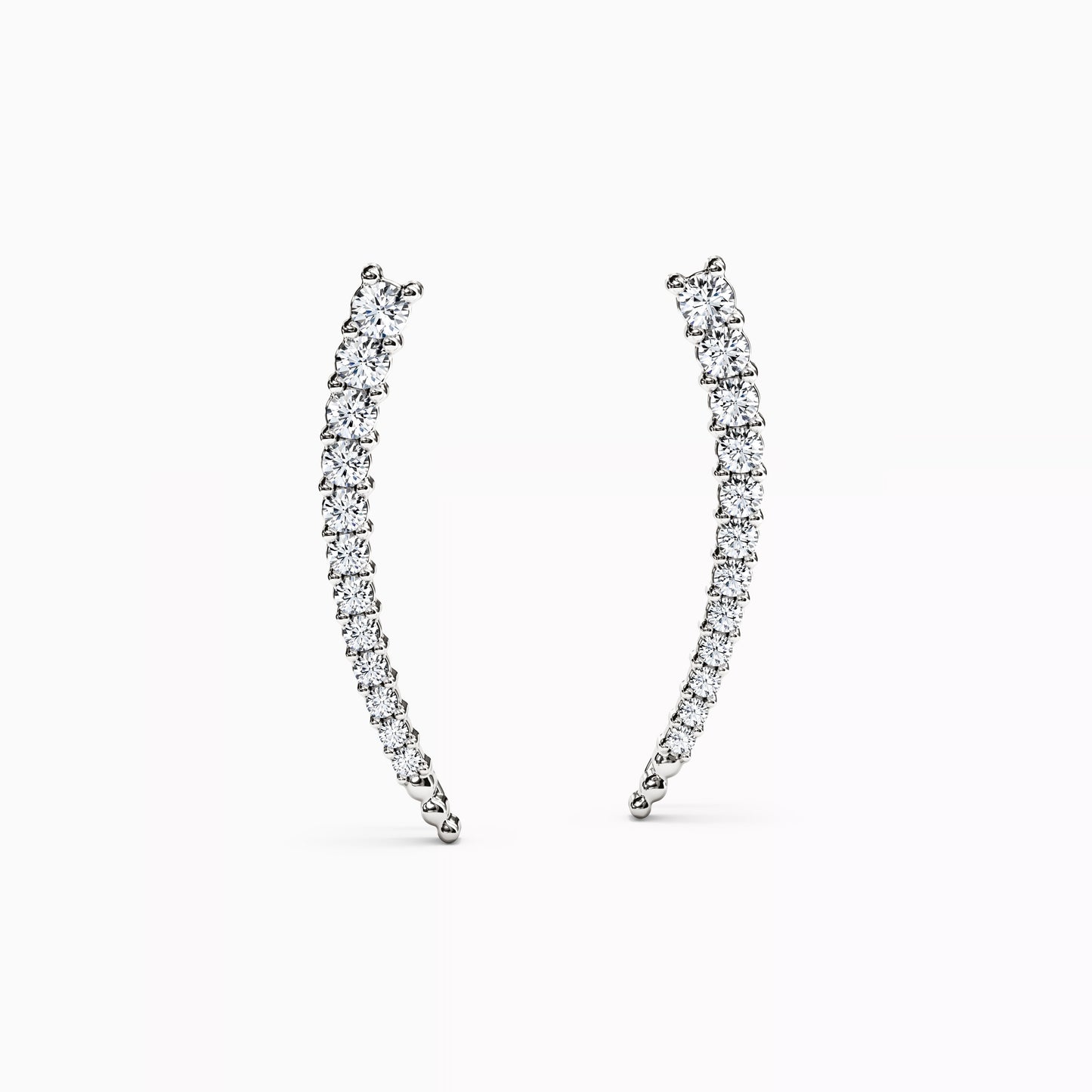 Curved Climber Earrings in 14K Gold