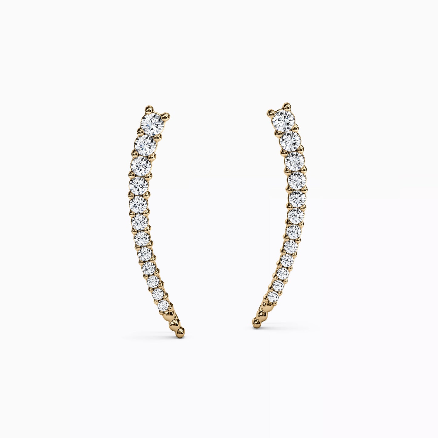 Curved Climber Earrings in 14K Gold