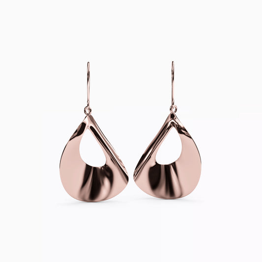 Teardrop Hollow Dangle Earrings in 14K Gold