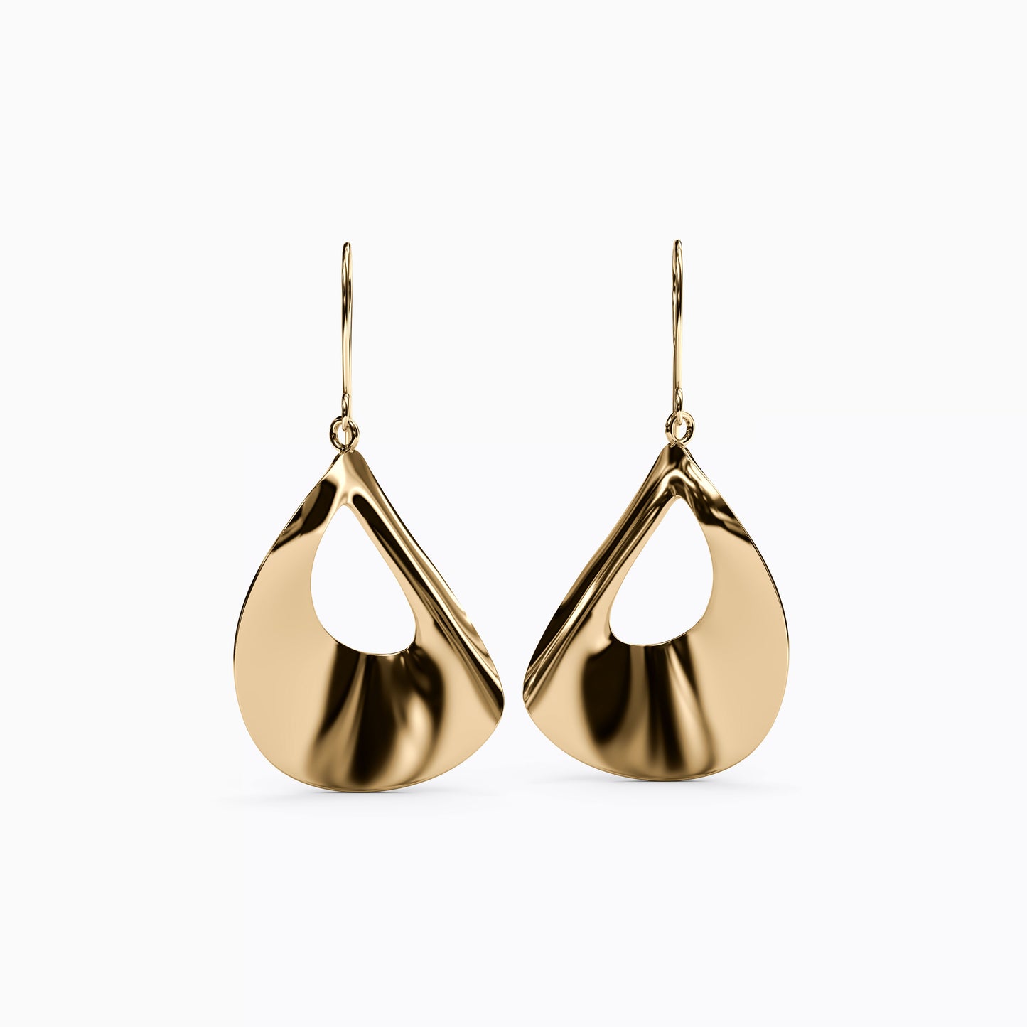 Teardrop Hollow Dangle Earrings in 14K Gold
