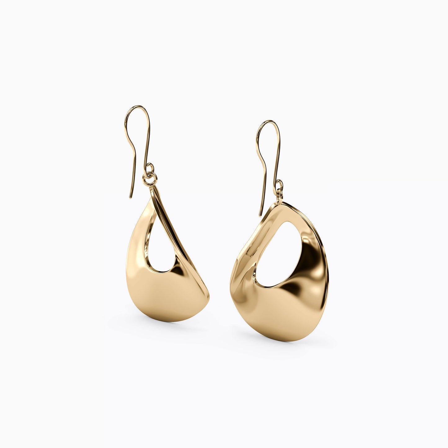 Teardrop Hollow Dangle Earrings in 14K Gold