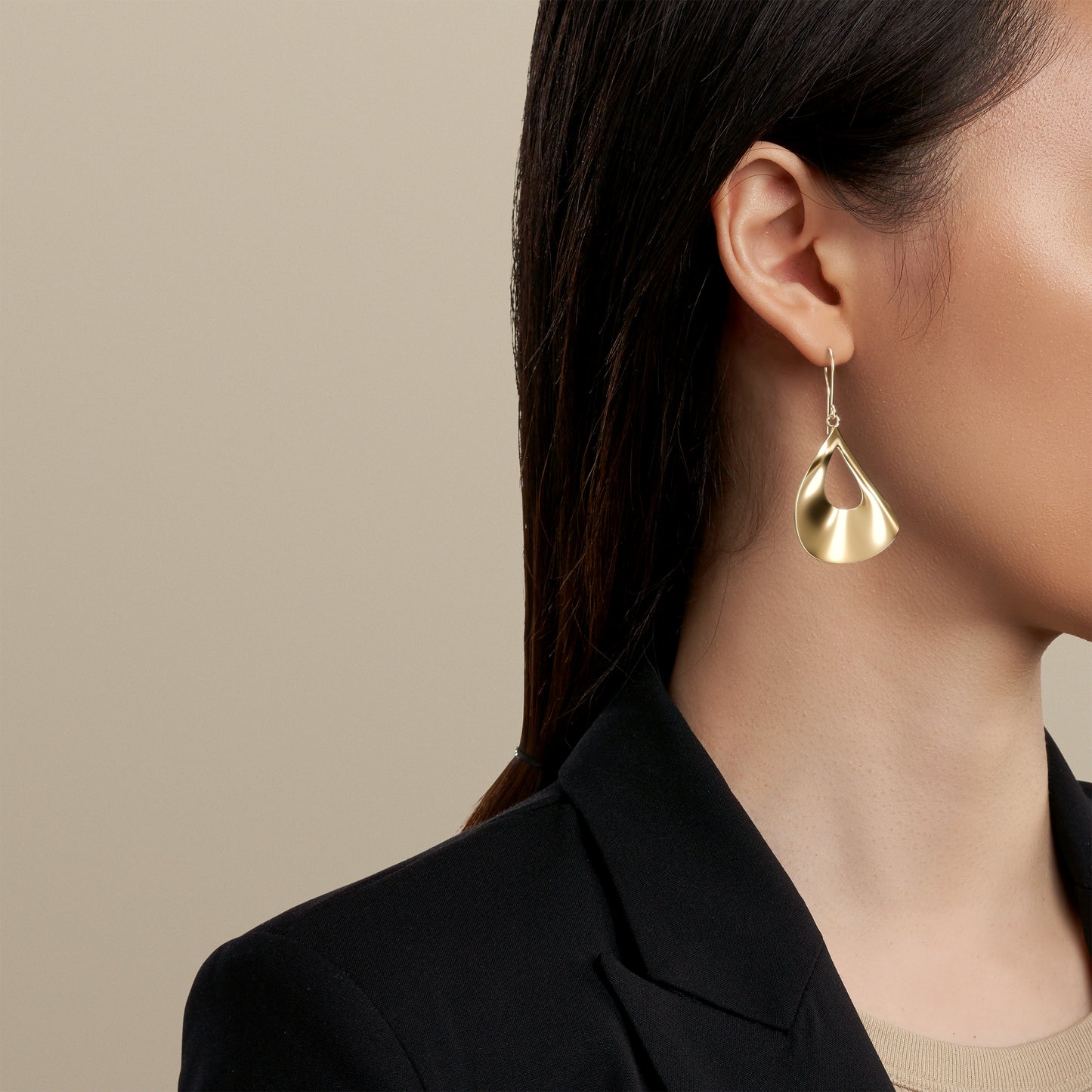 Teardrop Hollow Dangle Earrings in 14K Gold