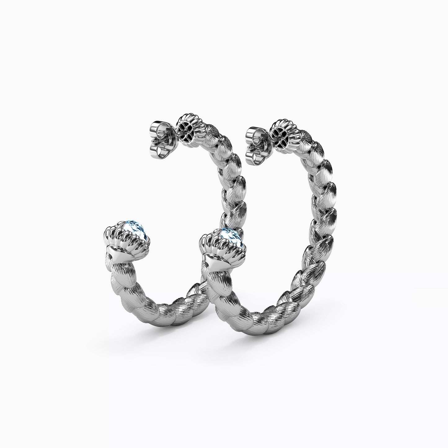 Swiss Blue Topaz Wheat Hoop Earrings in Sterling Silver