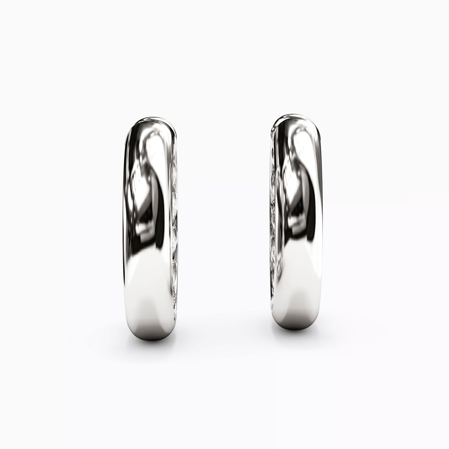 Wheat & Polished Hoop Earrings in Sterling Silver