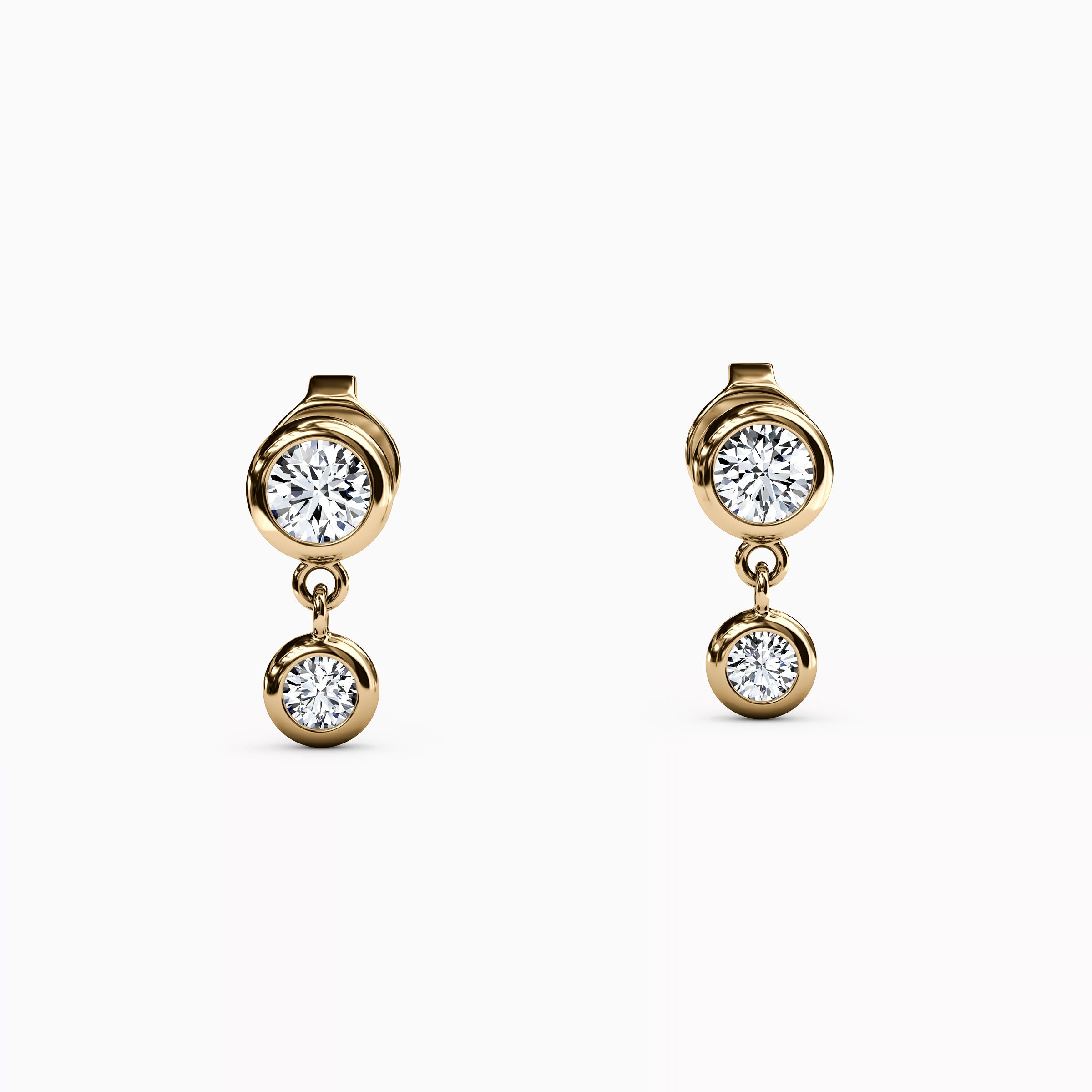 Boucles d'oreilles pendantes miniatures serties de diamants en or 14 carats