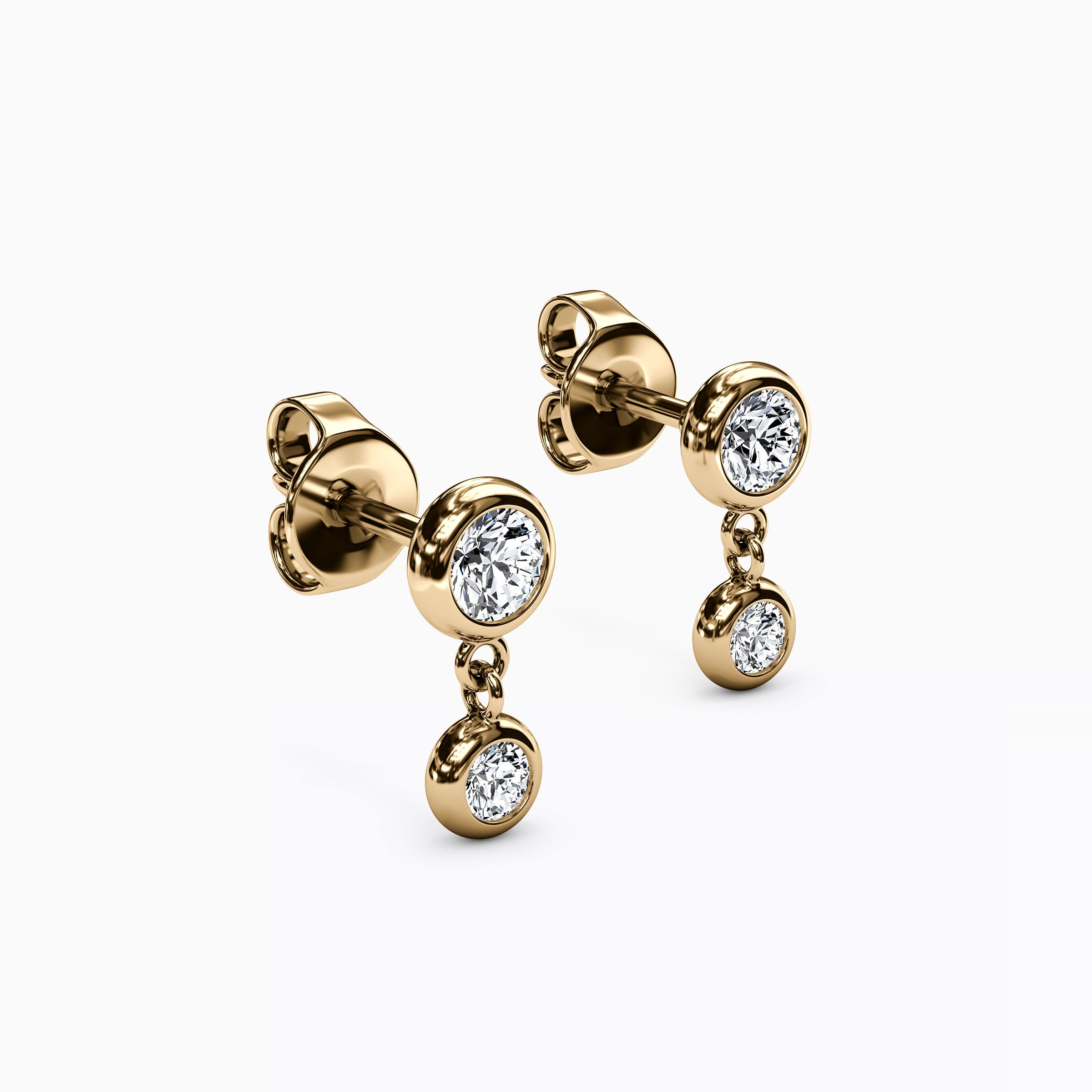 Boucles d'oreilles pendantes miniatures serties de diamants en or 14 carats