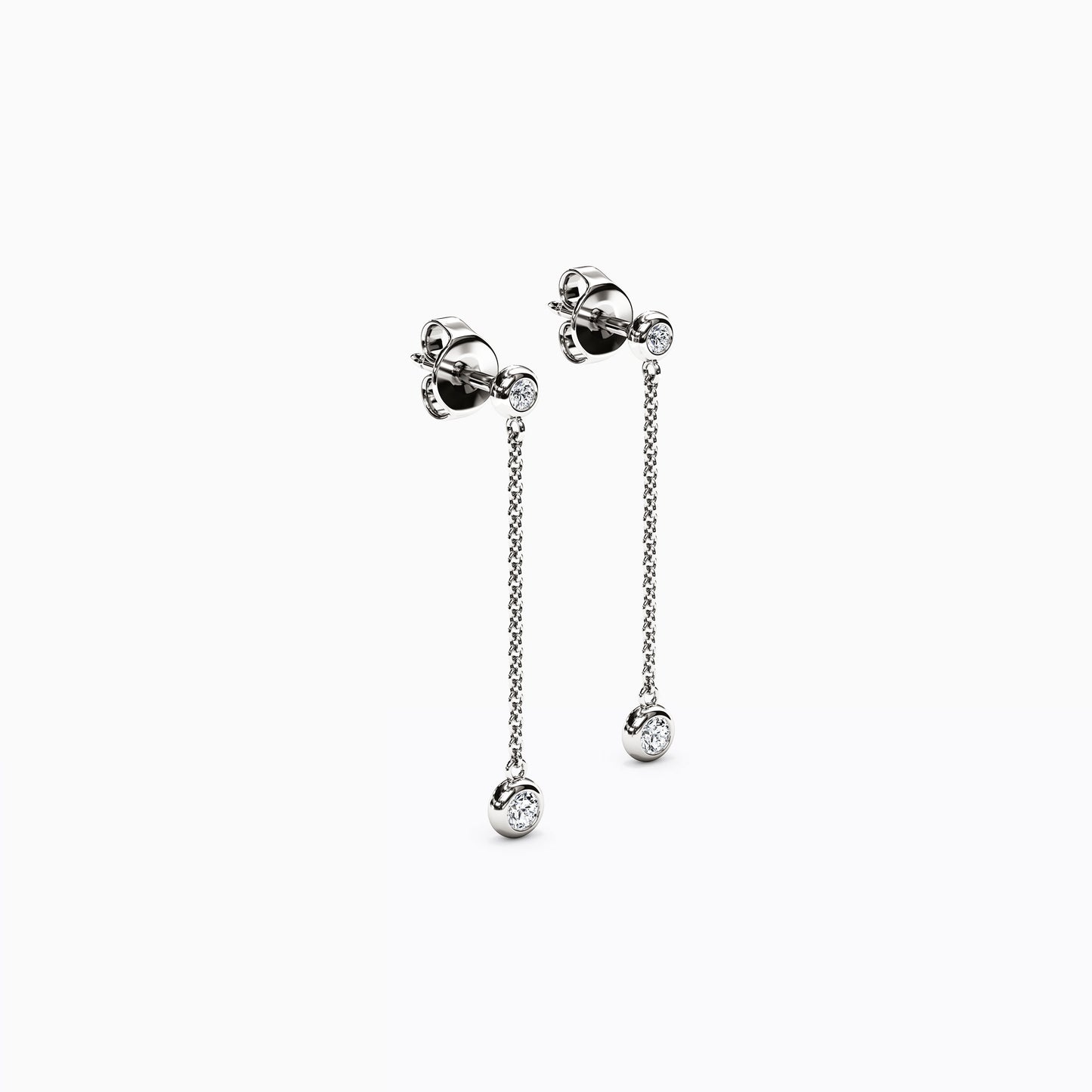 Diamond Mini Bezel Studded Drop Earrings in 14K Gold