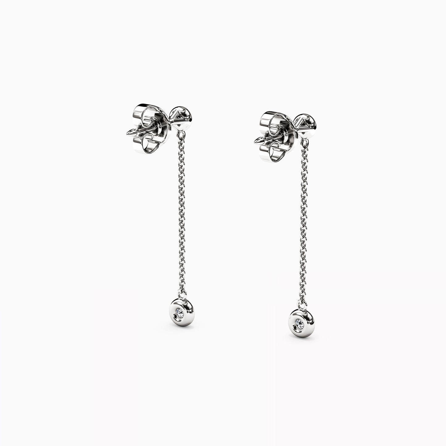 Diamond Mini Bezel Studded Drop Earrings in 14K Gold