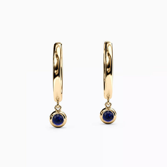 Sapphire Bezel Hoop Earrings in 14K Gold