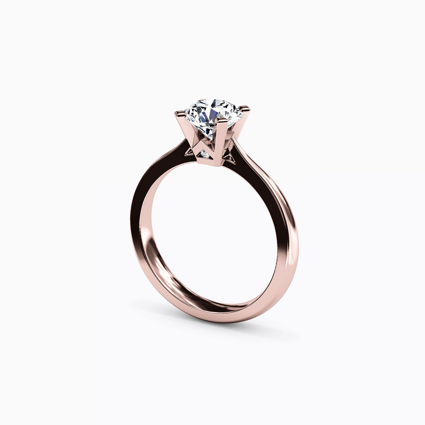 Solitaire Round Diamond Engagement Ring in 18K Gold