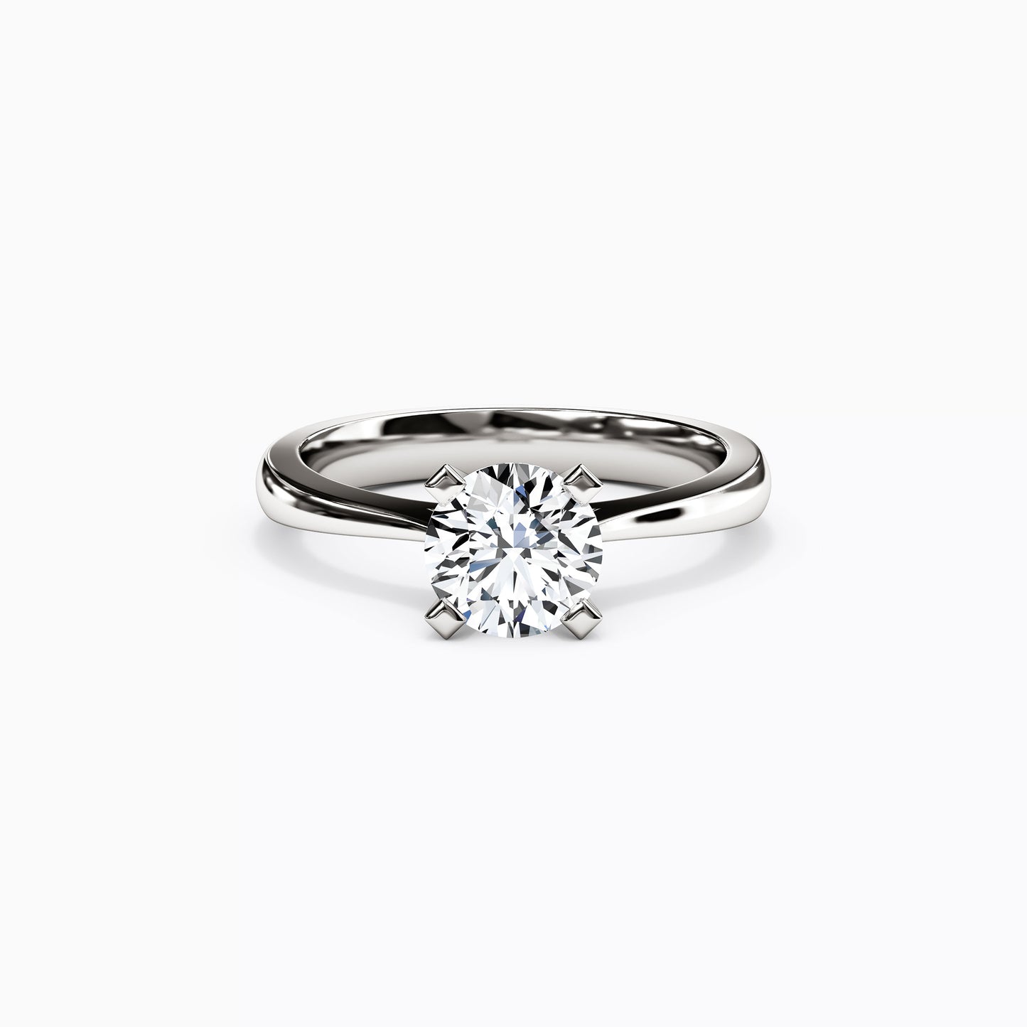 Solitaire Round Diamond Engagement Ring in 18K Gold
