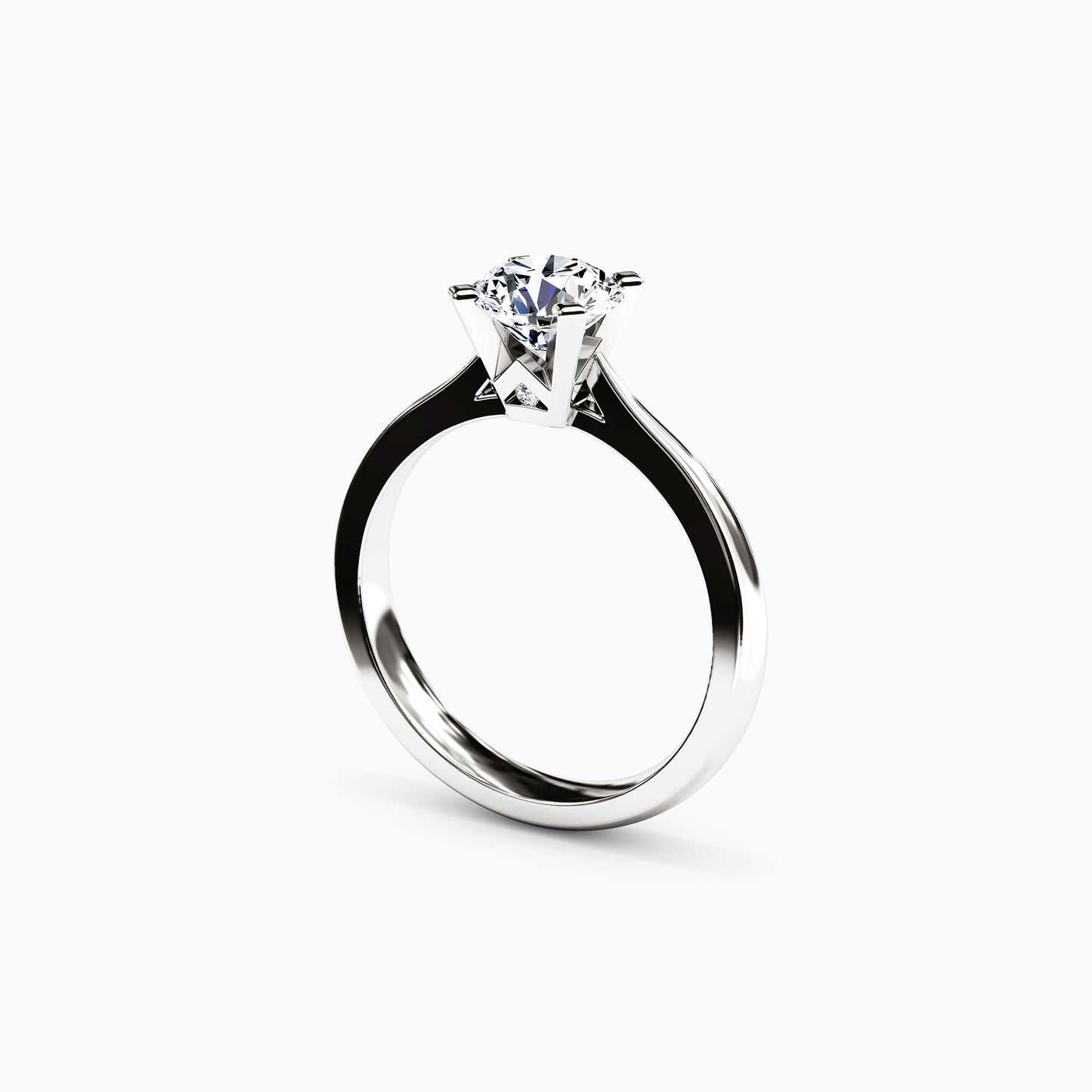 Solitaire Round Diamond Engagement Ring in 18K Gold