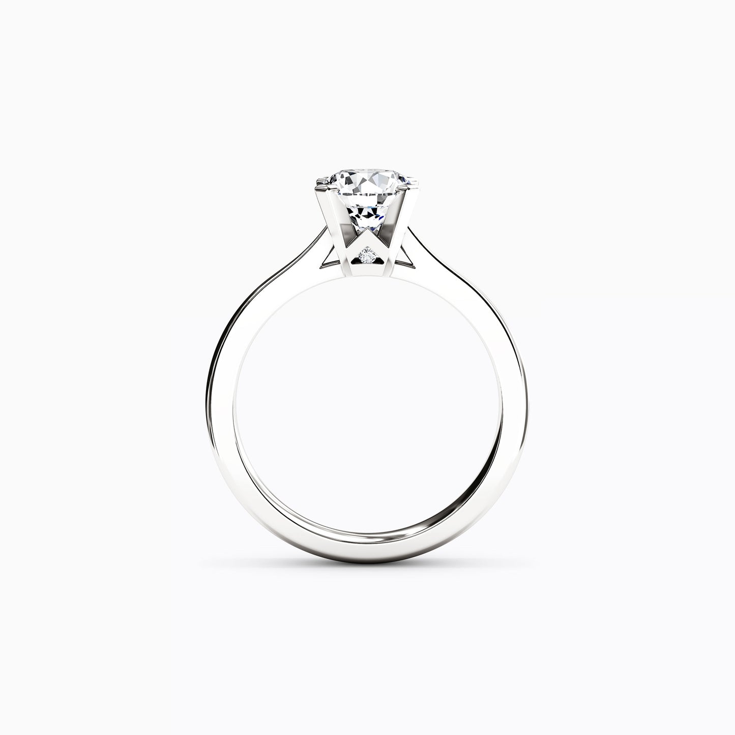 Solitaire Round Diamond Engagement Ring in 18K Gold