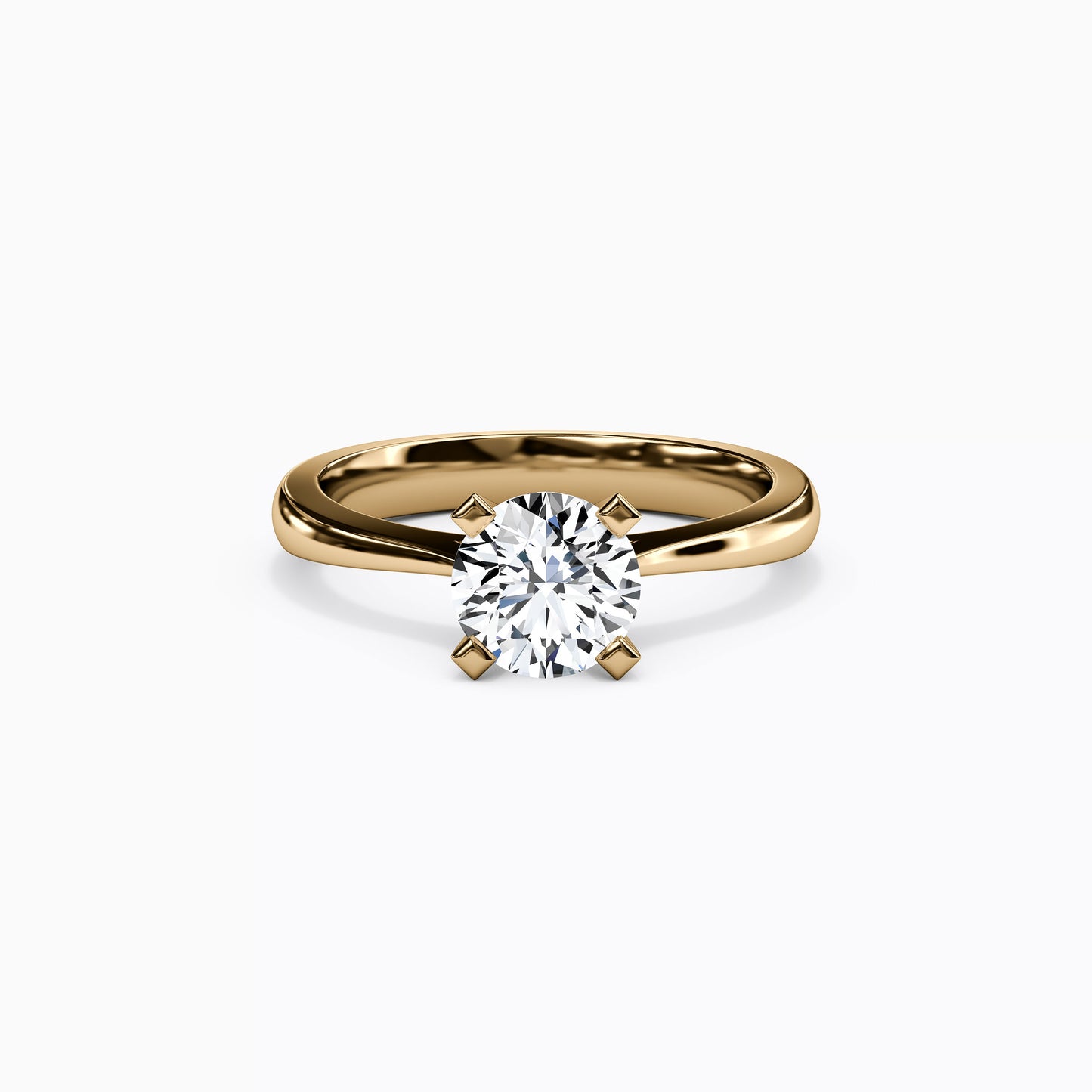 Solitaire Round Diamond Engagement Ring in 18K Gold