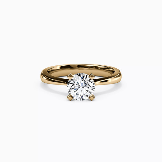 Solitaire Round Diamond Engagement Ring in 18K Gold