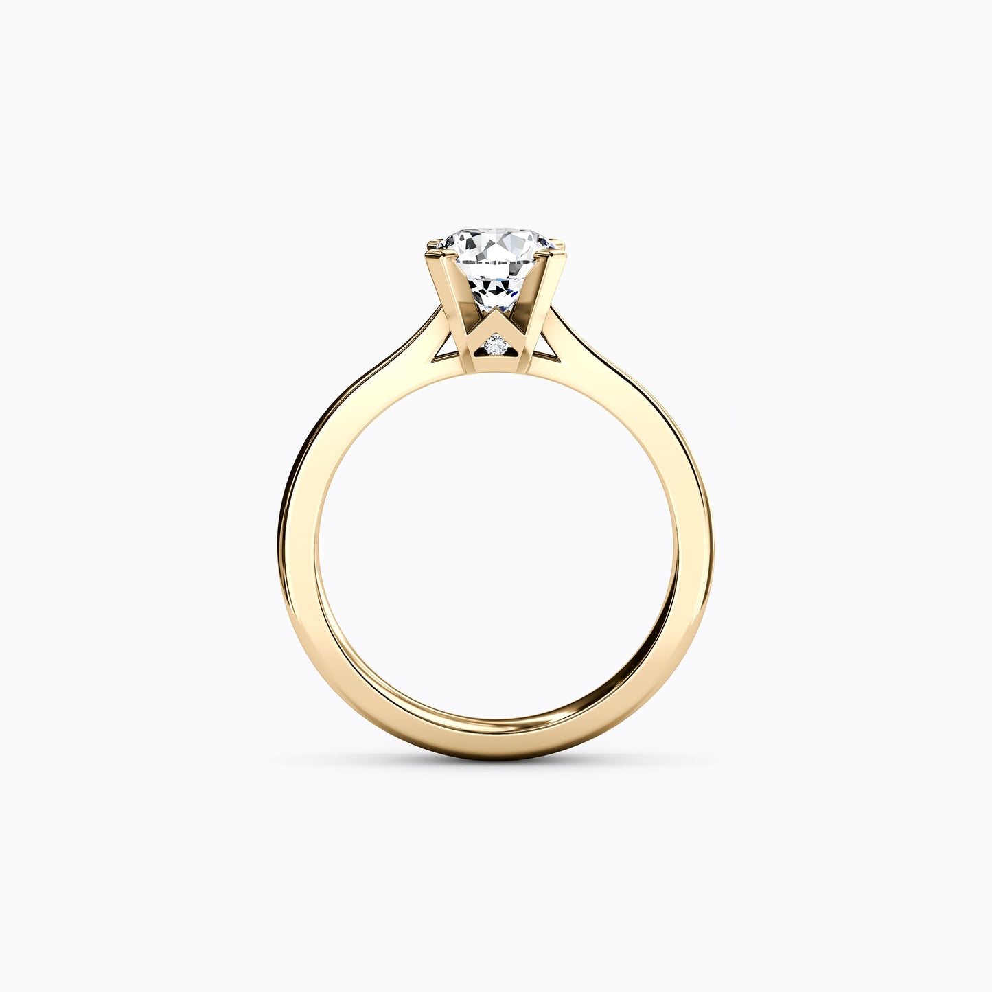 Solitaire Round Diamond Engagement Ring in 18K Gold