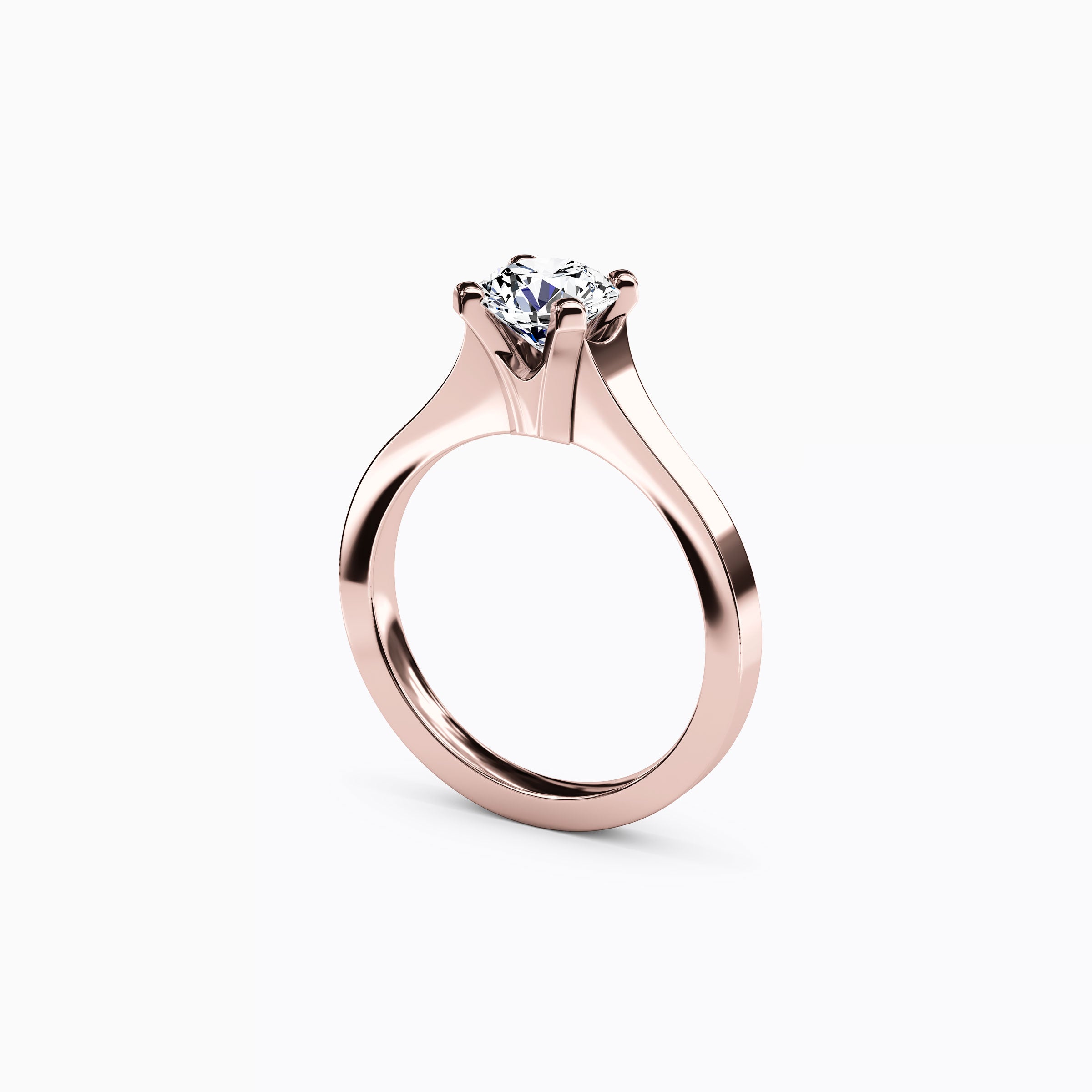 Solitaire Diamond Tapered Engagement ring in 18K Gold