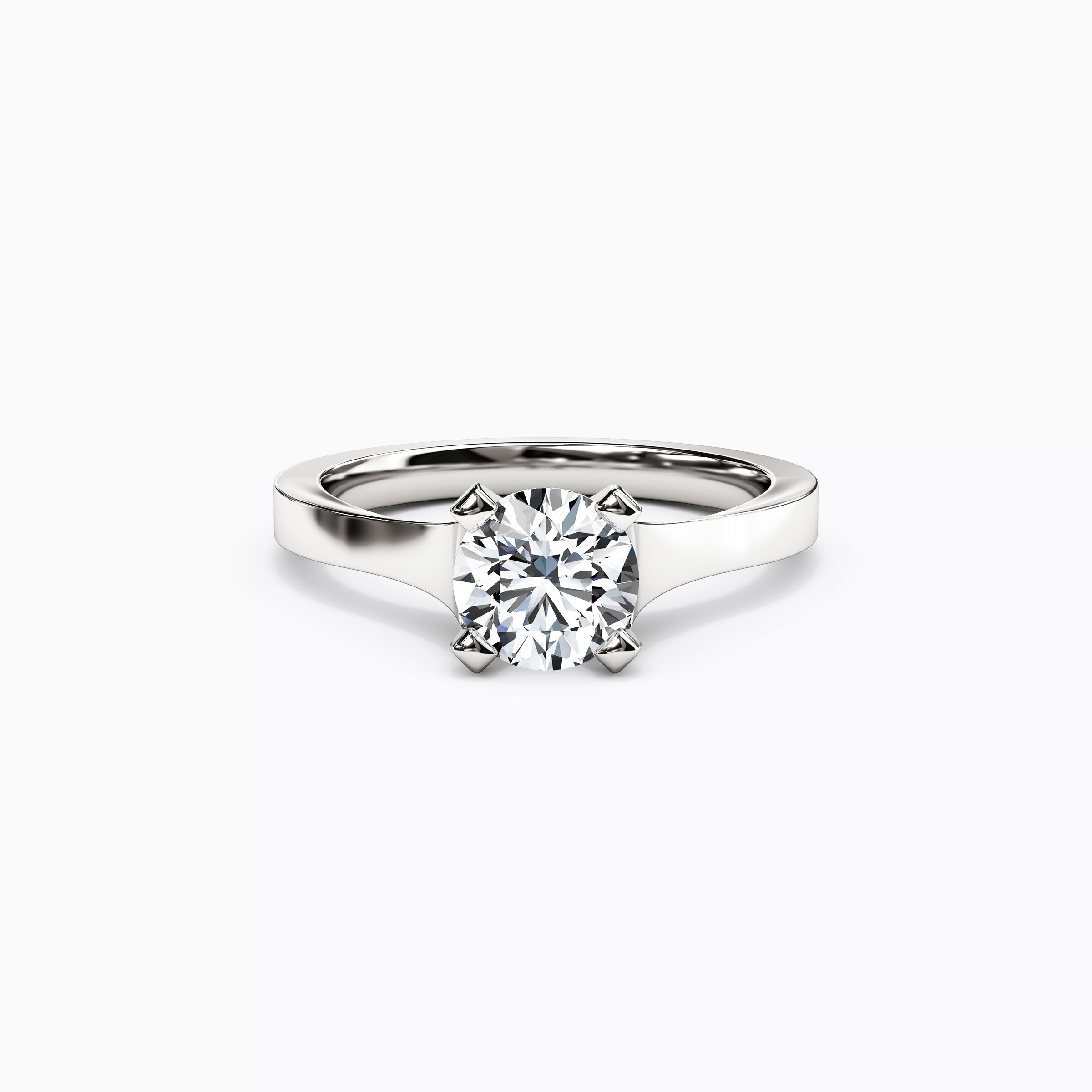 Solitaire Diamond Tapered Engagement ring in Platinum