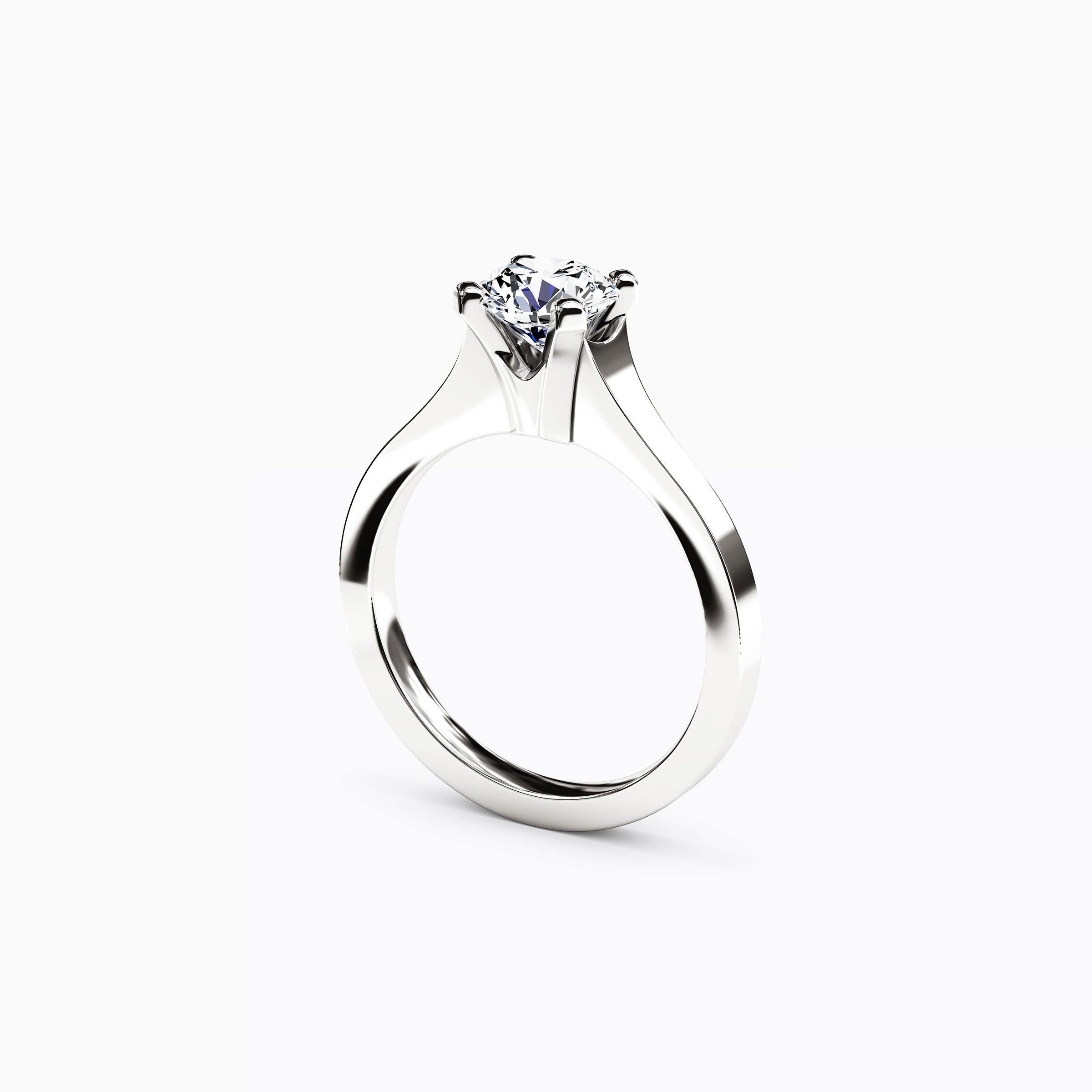 Solitaire Diamond Tapered Engagement ring in 18K Gold